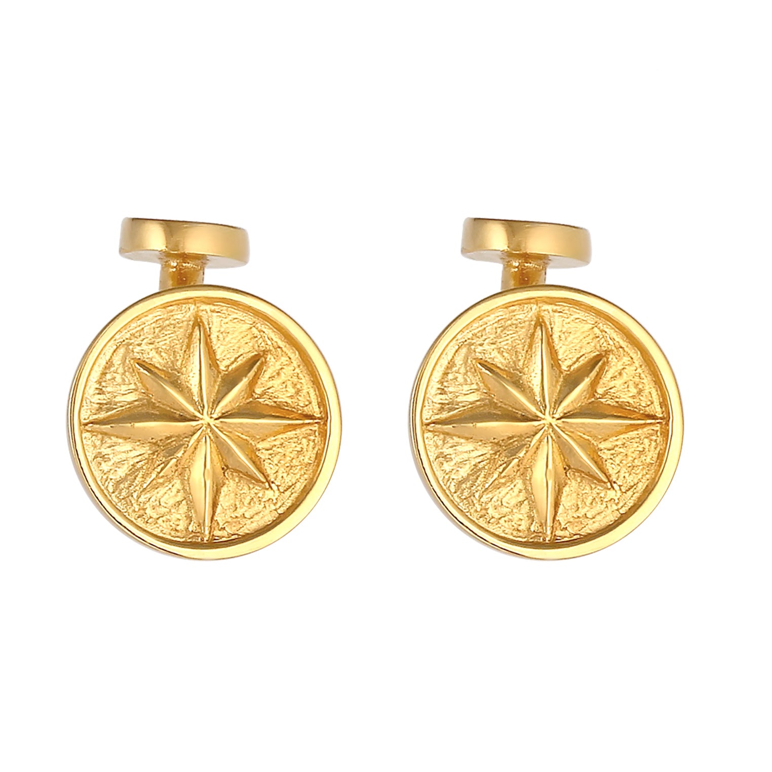 Gold - KUZZOI | Manschettenknopf Kompass | 925 Sterling Silber vergoldet