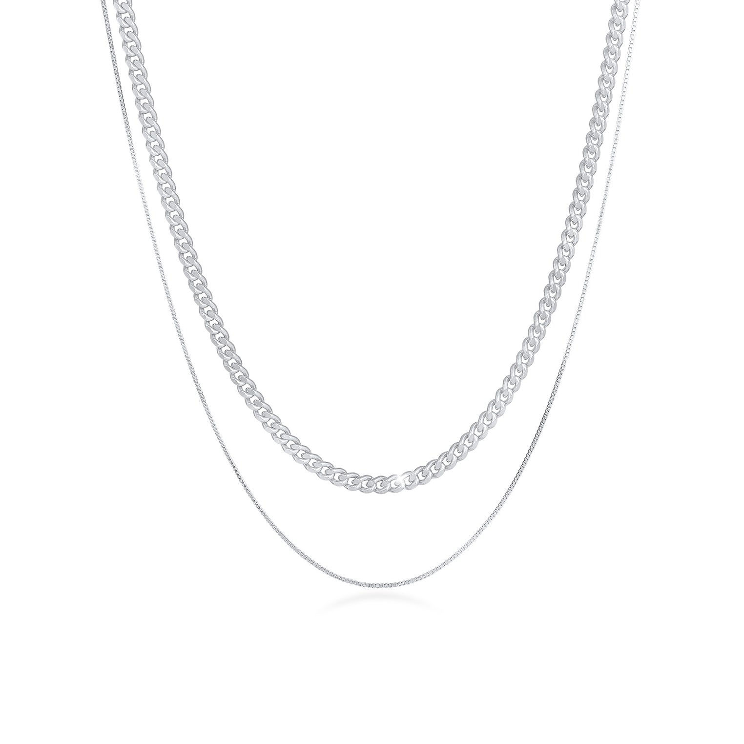 Silber - KUZZOI | Venezianer-Halskette Set| 925er Sterling Silber