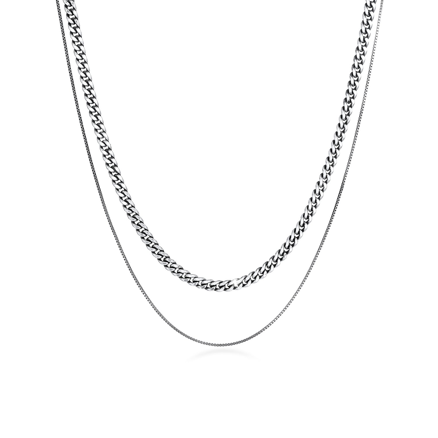 Grau - KUZZOI | Venezianer-Halskette Set | 925er Sterling Silber oxidiert