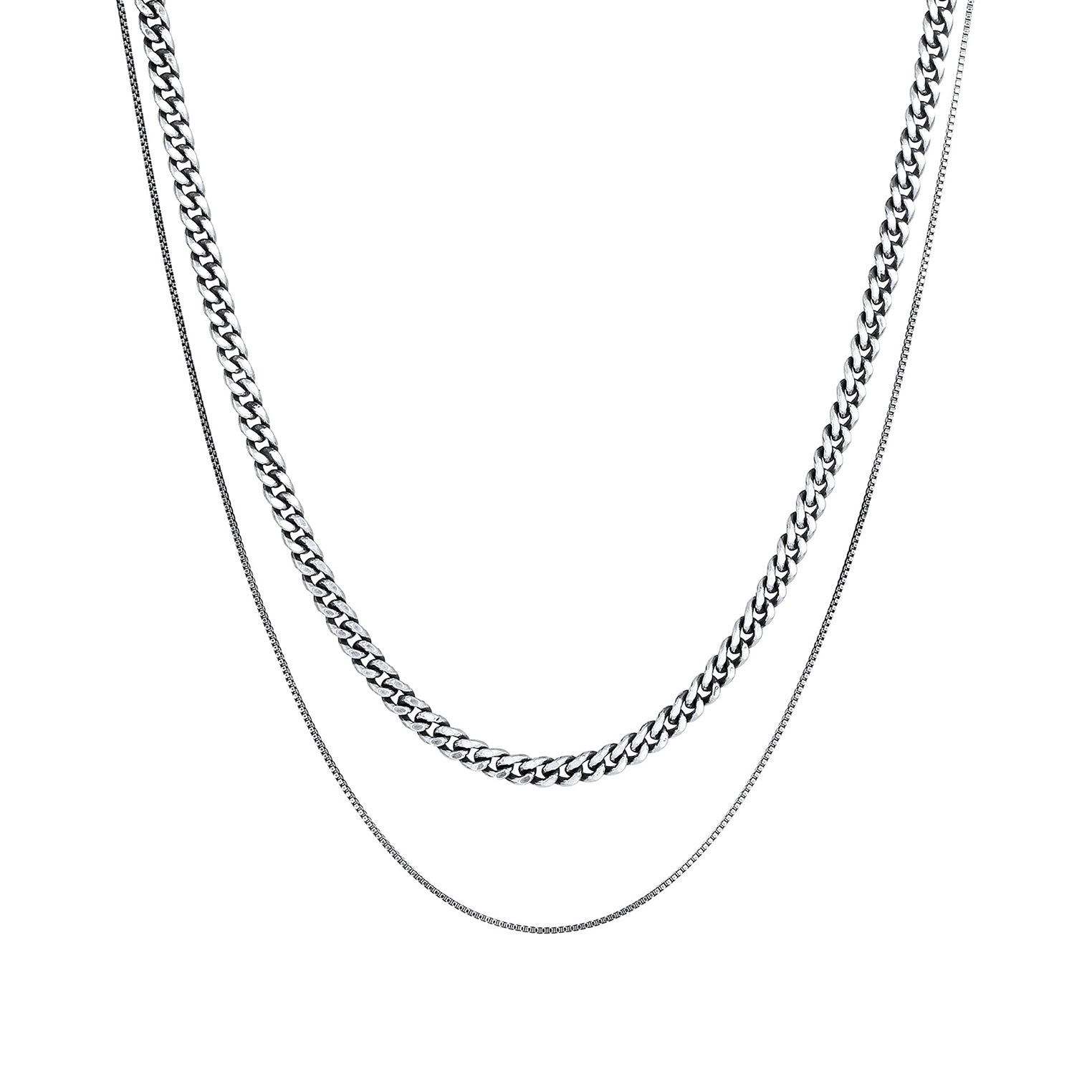 Grau - KUZZOI | Venezianer-Halskette Set | 925er Sterling Silber oxidiert