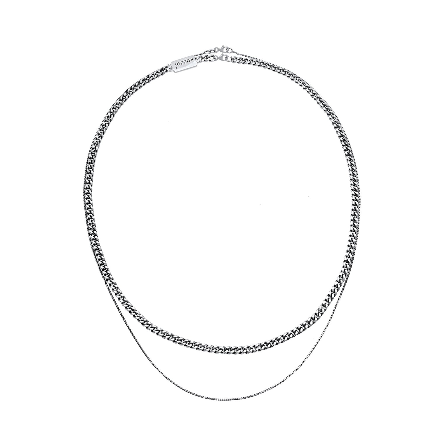 Grau - KUZZOI | Venezianer-Halskette Set | 925er Sterling Silber oxidiert