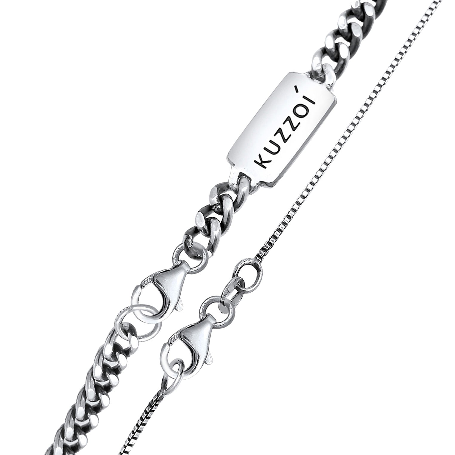 Grau - KUZZOI | Venezianer-Halskette Set | 925er Sterling Silber oxidiert