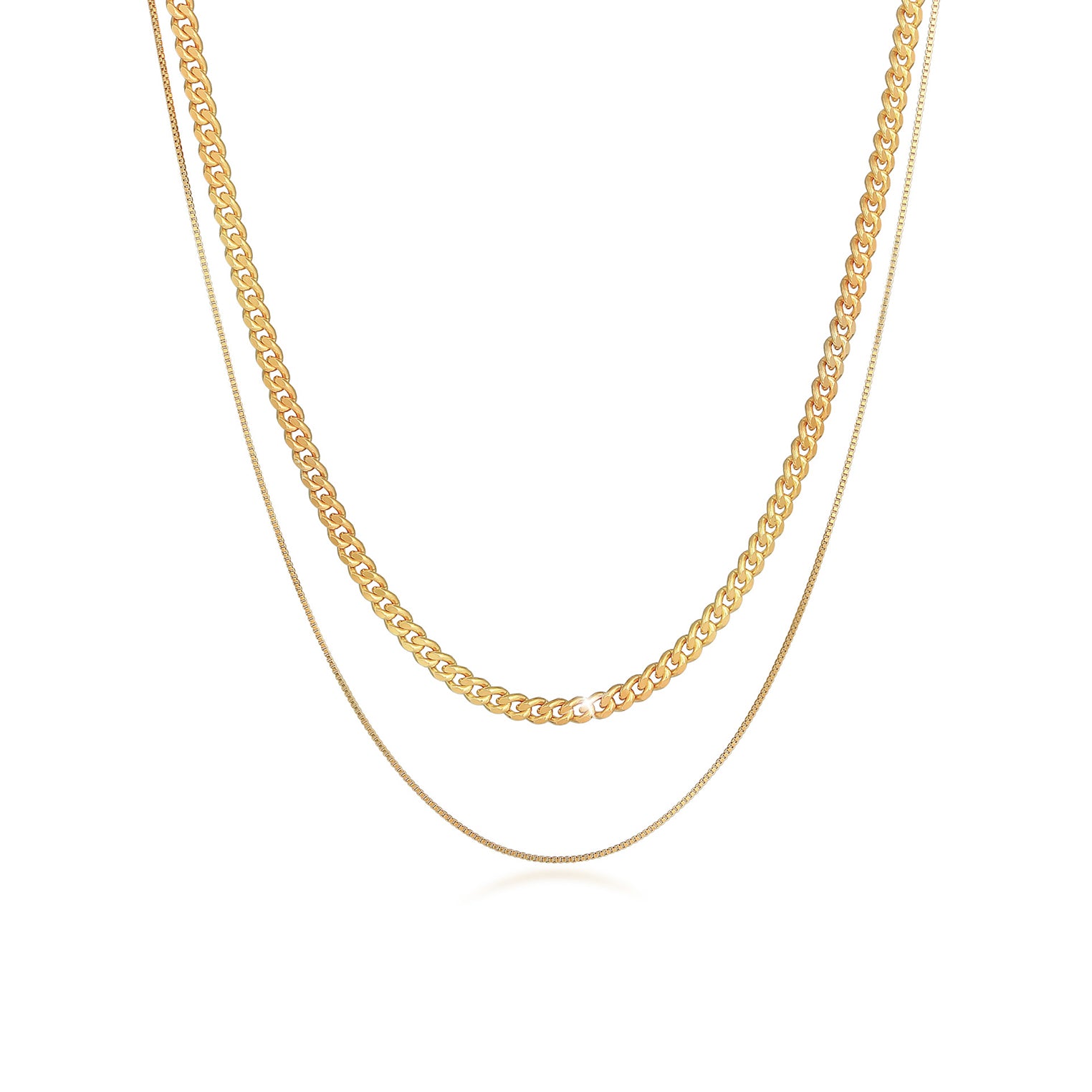 Gold - KUZZOI | Venezianer-Halskette Set | 925 Sterling Silber vergoldet