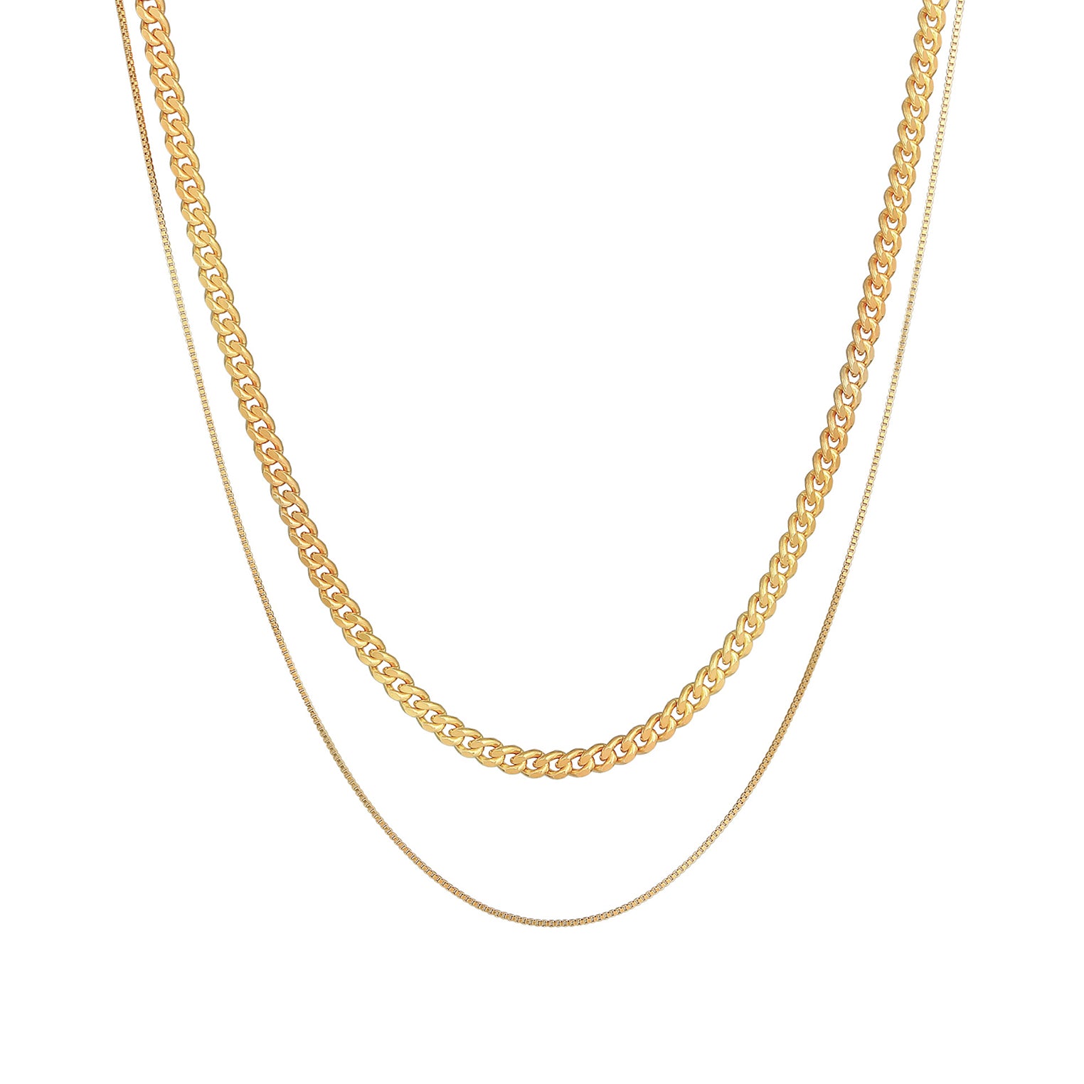 Gold - KUZZOI | Venezianer-Halskette Set | 925 Sterling Silber vergoldet