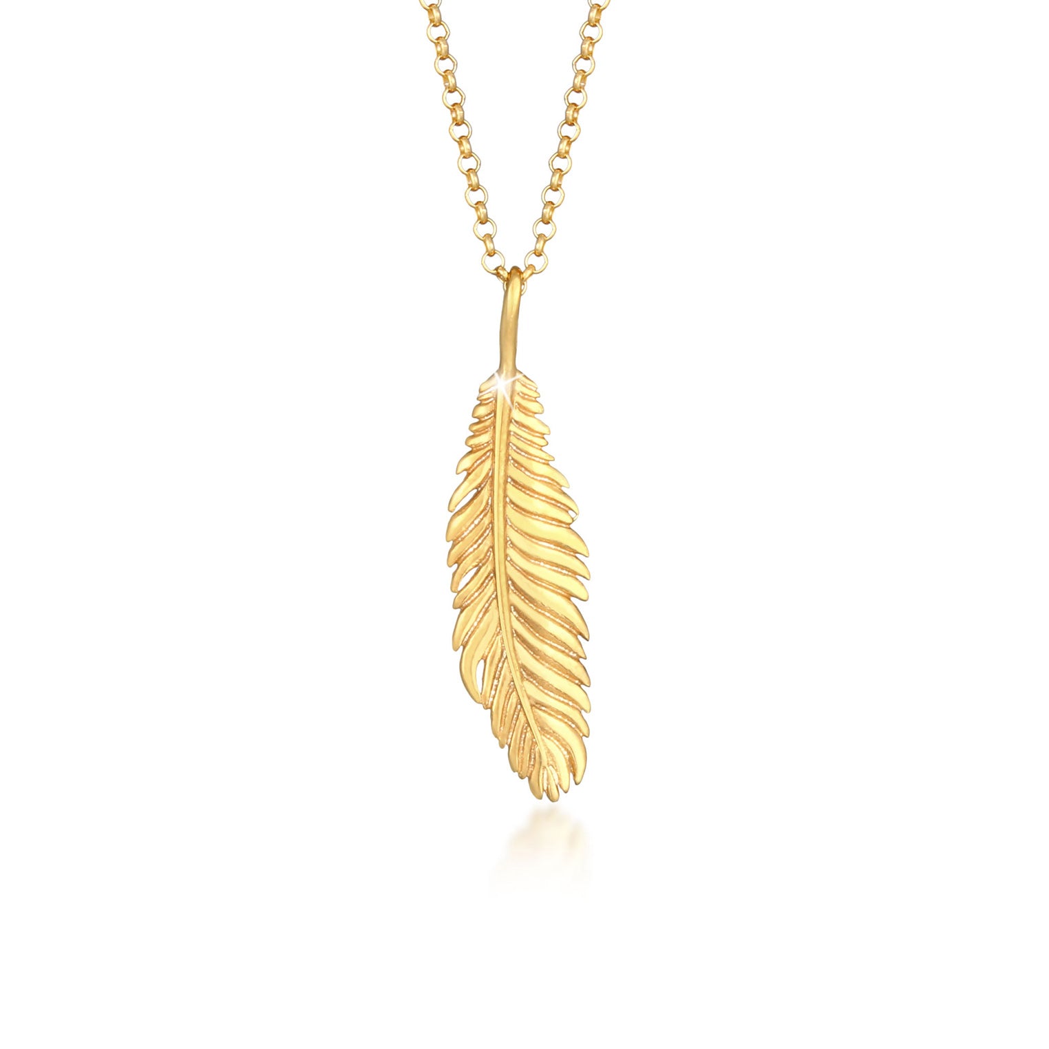 Gold - KUZZOI | Halskette Feder | 925 Sterling Silber vergoldet