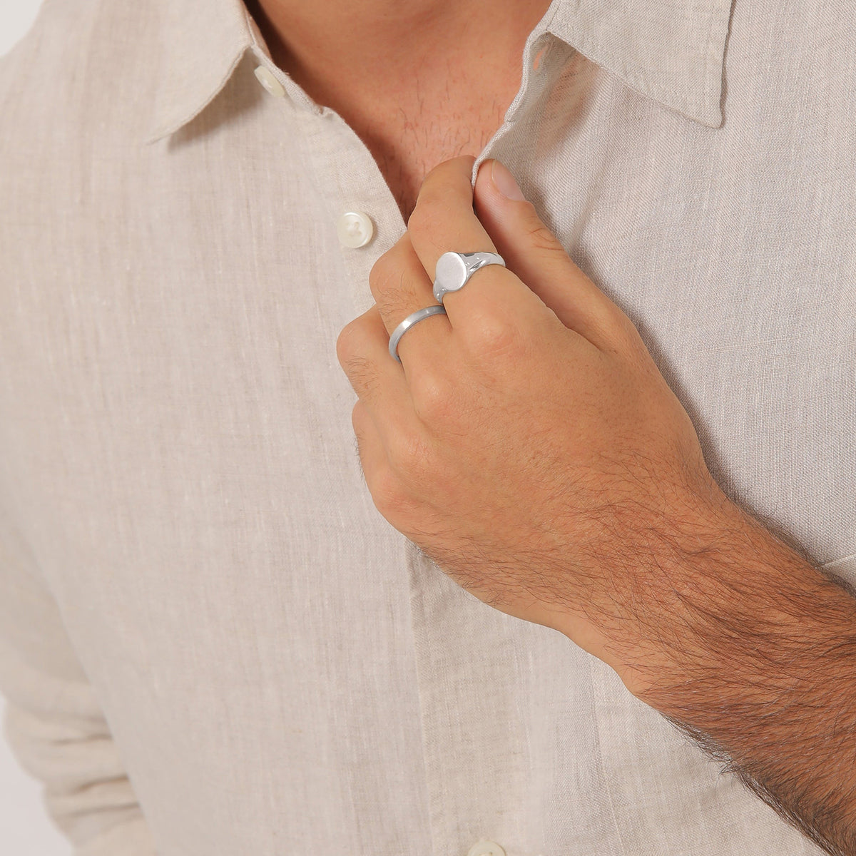 Silber - KUZZOI | Bandring 2er Set Basic | 925 Sterling Silber