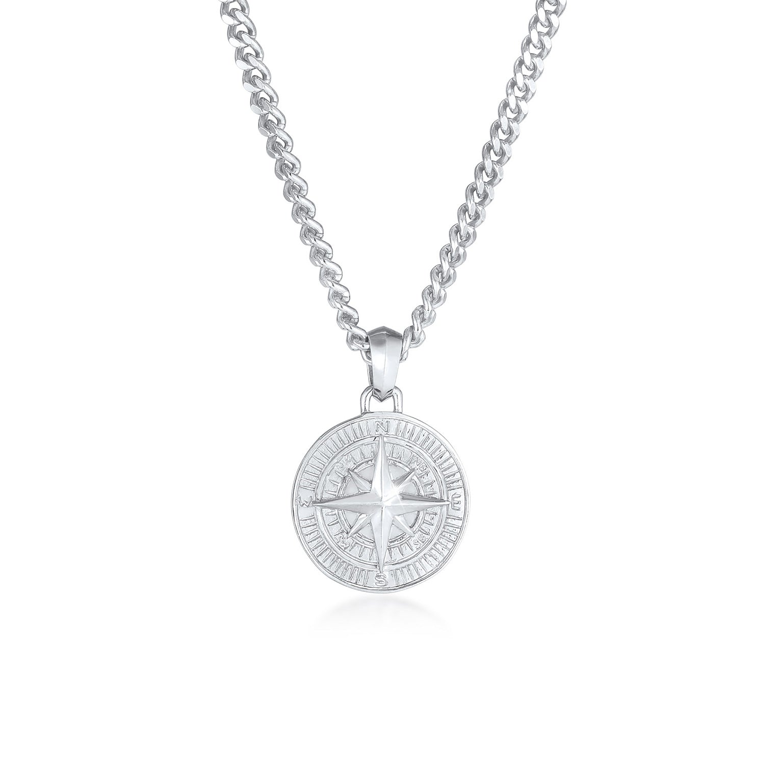 Silber - KUZZOI | Halskette Kompass Münze | 925er Sterling Silber