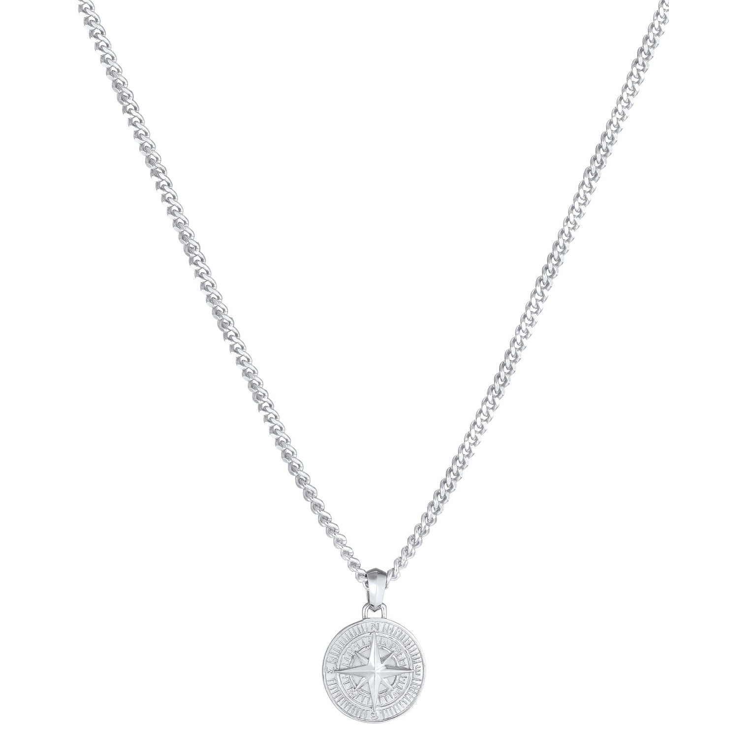 Silber - KUZZOI | Halskette Kompass Münze | 925er Sterling Silber