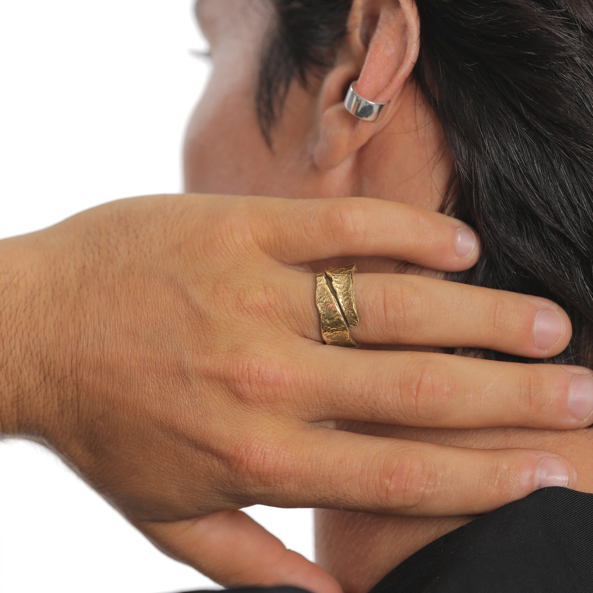 Gold - KUZZOI | Bandring Vintage Organic | 925 Sterling Silber vergoldet