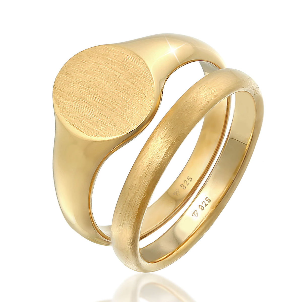 Gold - KUZZOI | Bandring 2er Set Basic | 925 Sterling Silber vergoldet