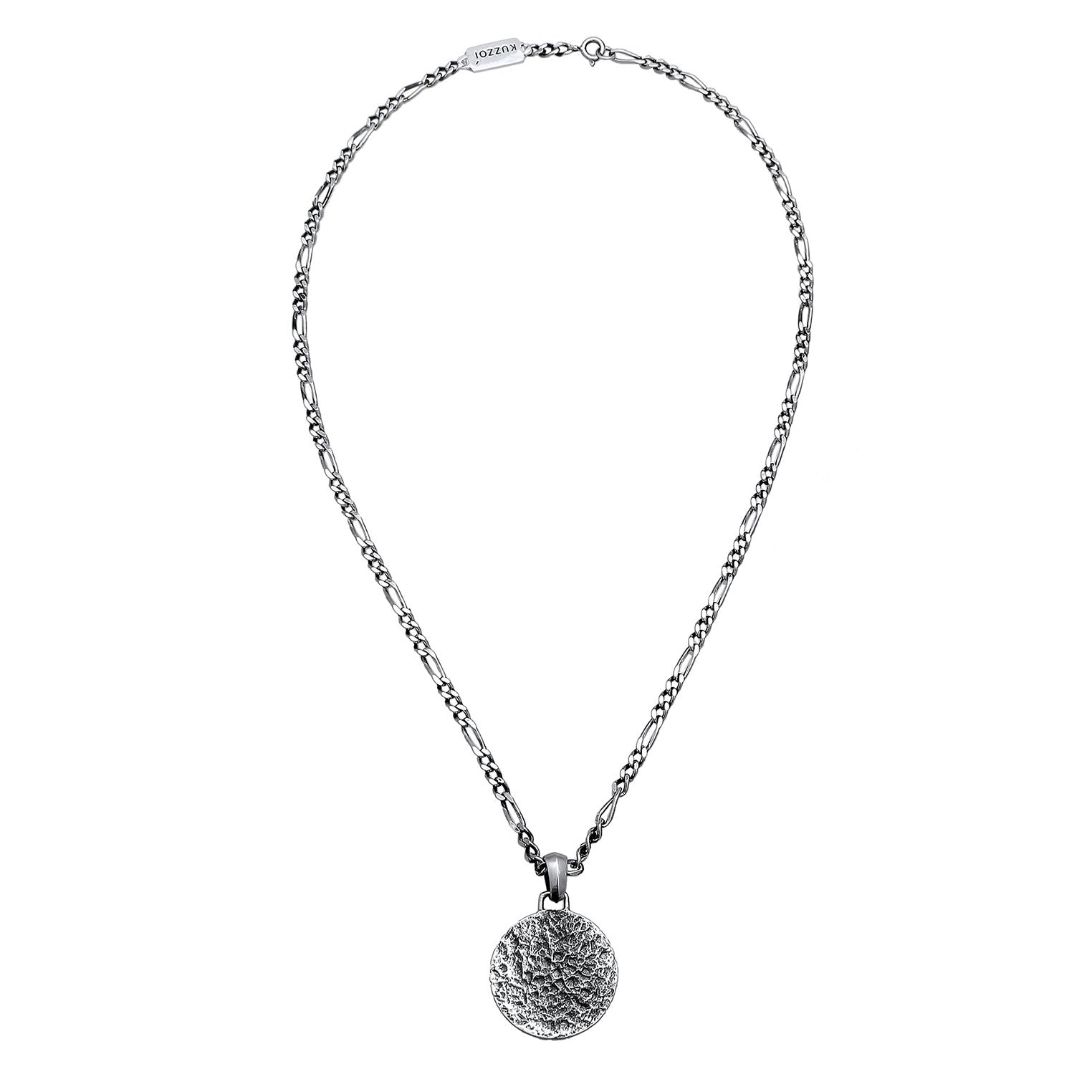 Grau - KUZZOI | Halskette Münze Strukturiert | 925er Sterling Silber
