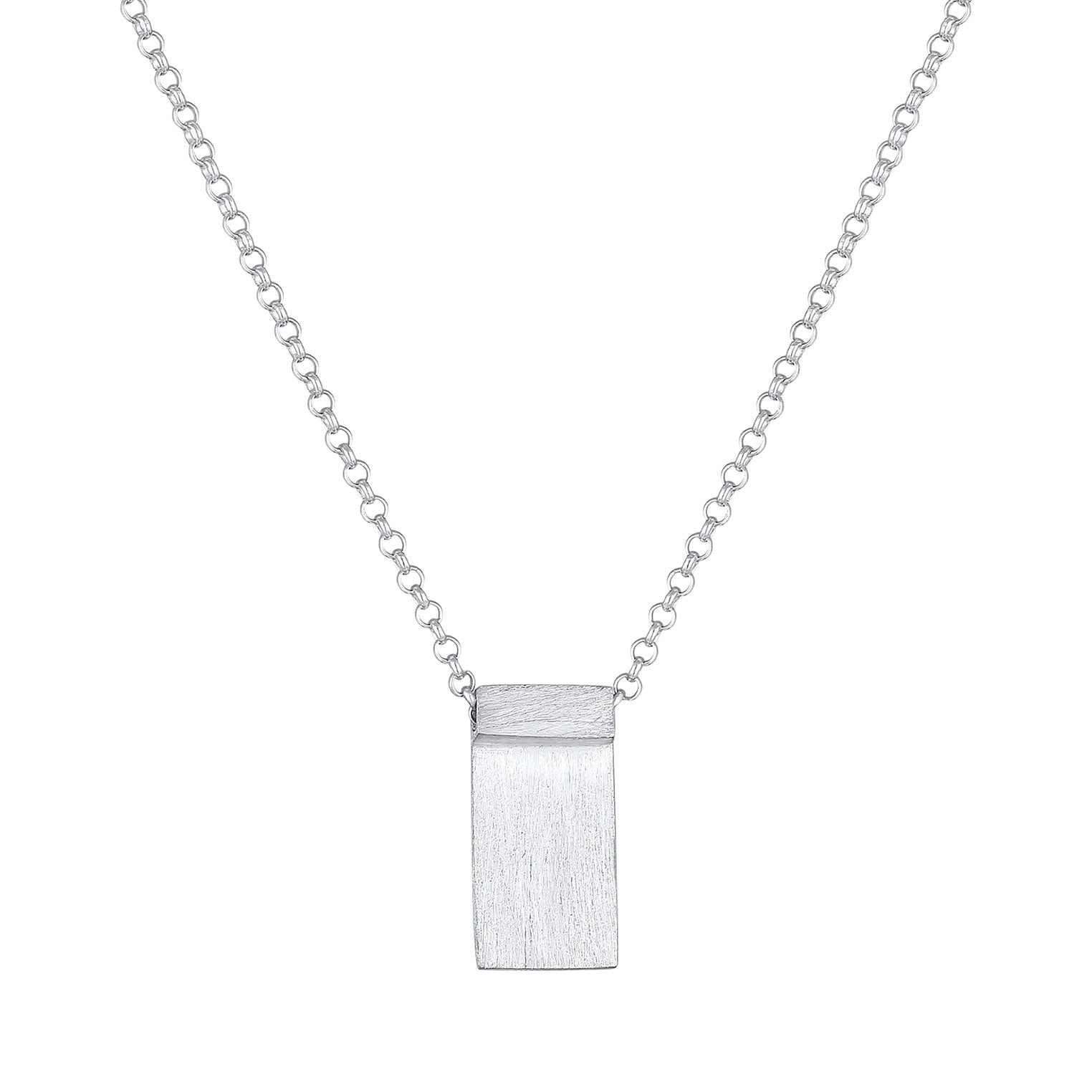 Silber - KUZZOI | Halskette Rechteck Platte | 925er Sterling Silber