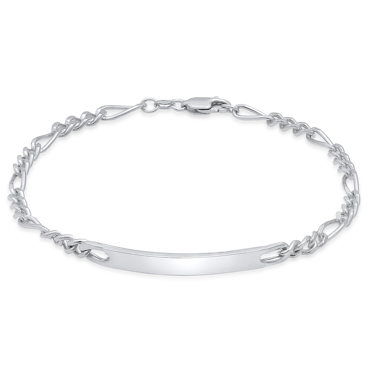 Silber - KUZZOI | Figaro-Armband ID Platte | 925er Sterling Silber