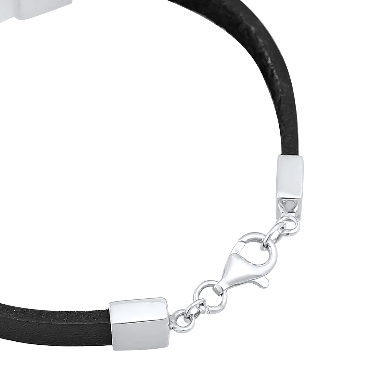 Silber - KUZZOI | Armband Leder Platte | 925er Sterling Silber