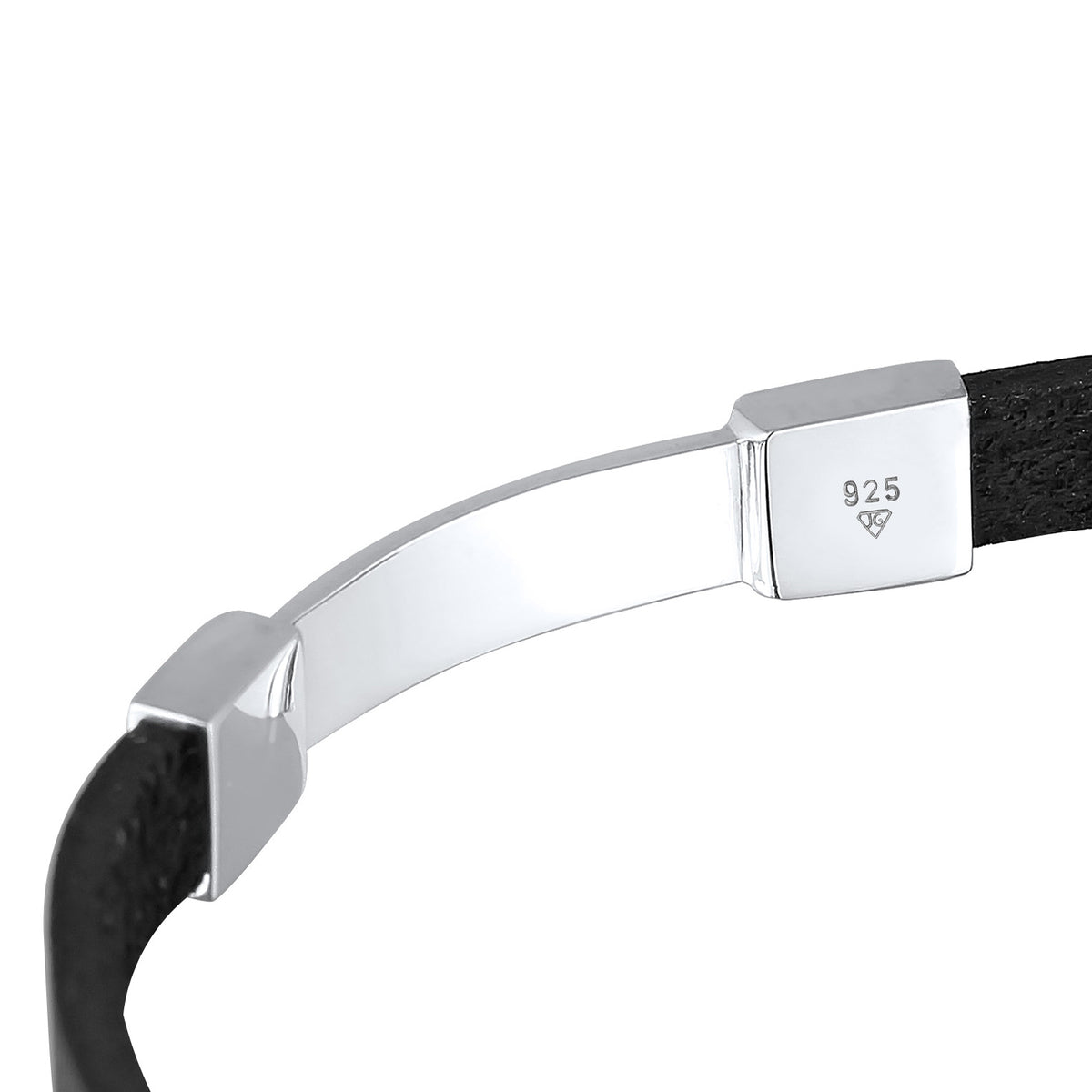 Silber - KUZZOI | Armband Leder Platte | 925er Sterling Silber