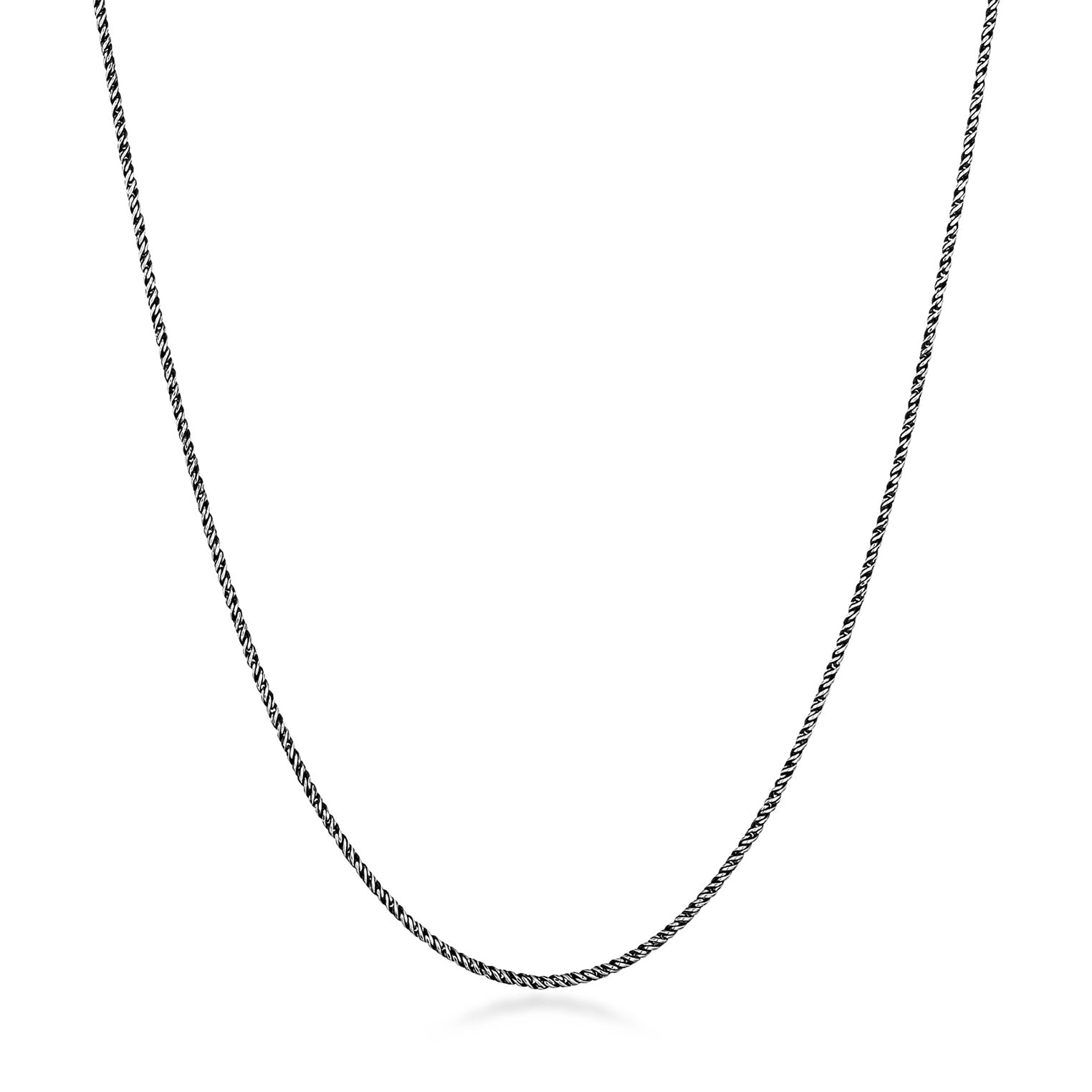 Schwarz - KUZZOI | Kordel-Halskette Gedreht | 925er Sterling Silber oxidiert