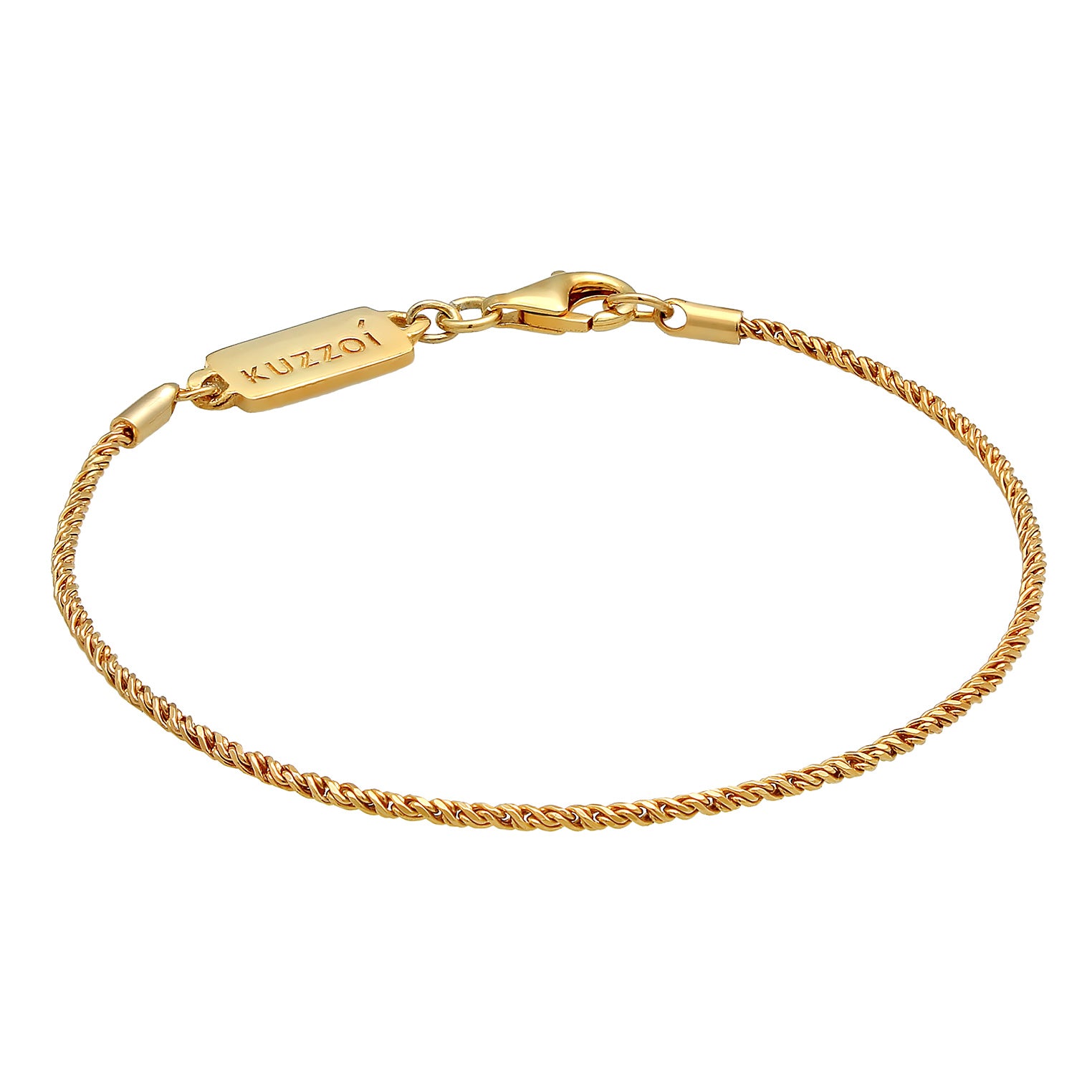 Gold - KUZZOI | Kordel-Armband Fein | 925er Sterling Silber vergoldet