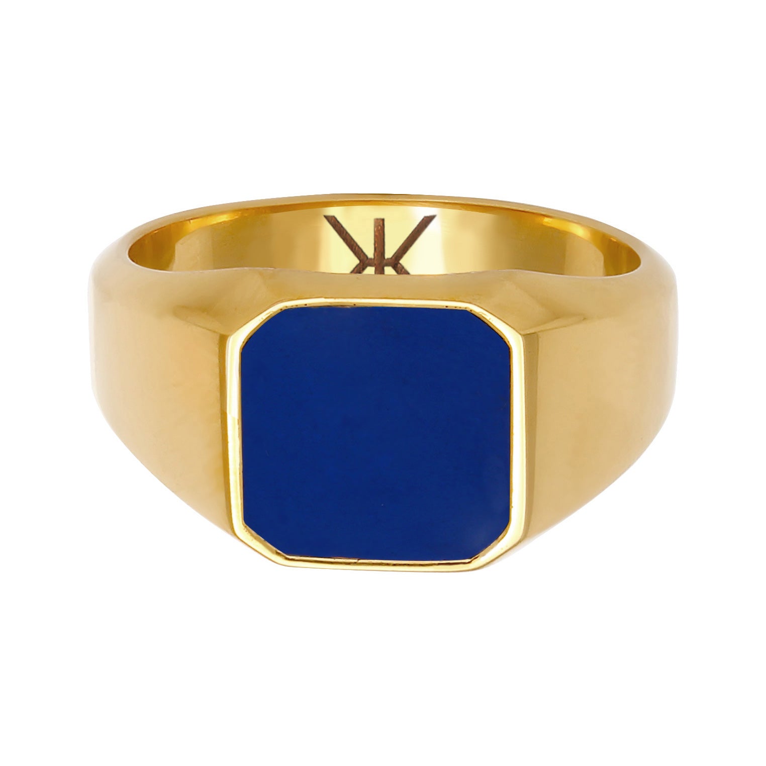 Gold - KUZZOI | Siegelring Basic | Emaille (Blau) | 925er Sterling Silber vergoldet