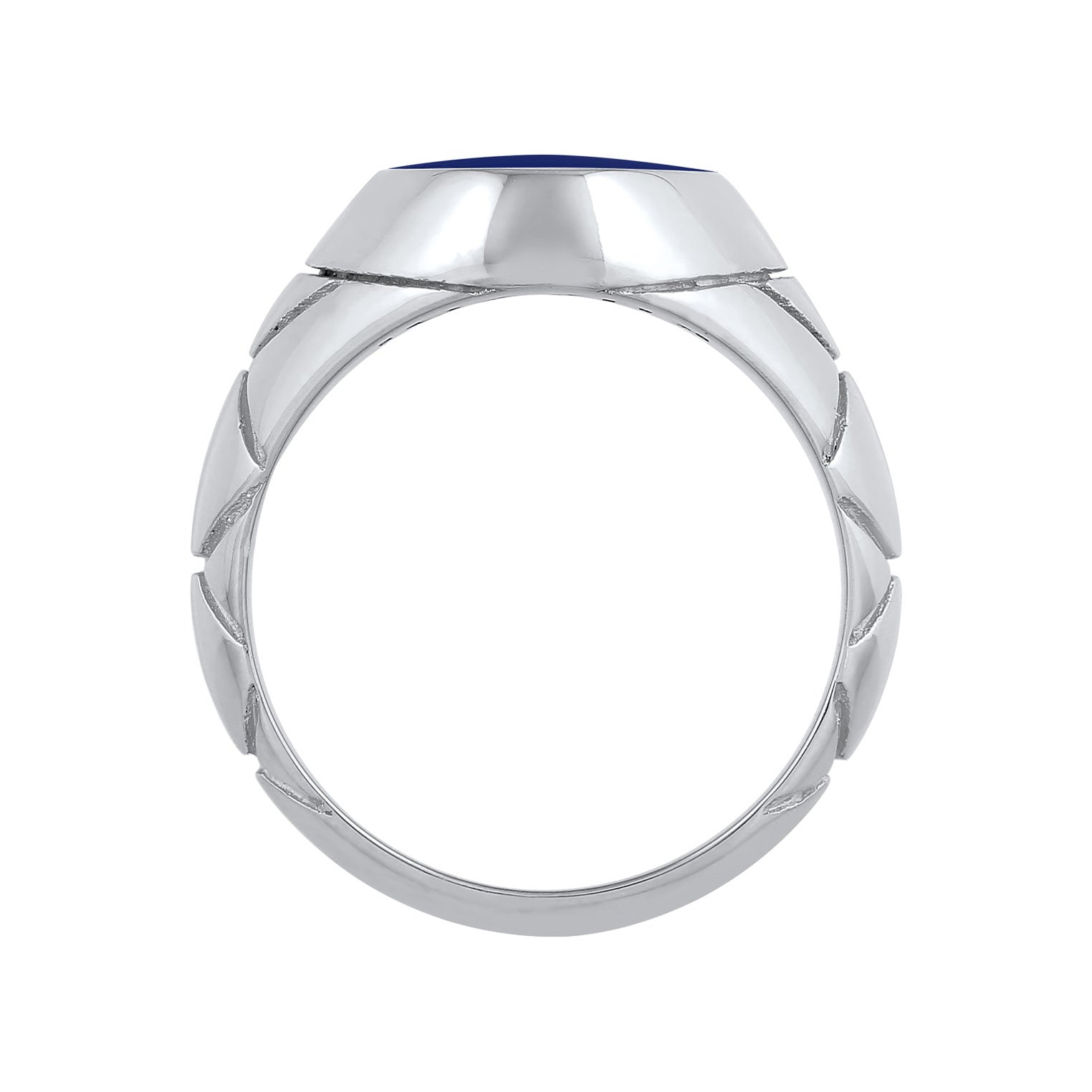 Silber - KUZZOI | Siegelring Elegant | Emaille (Blau) | 925er Sterling Silber