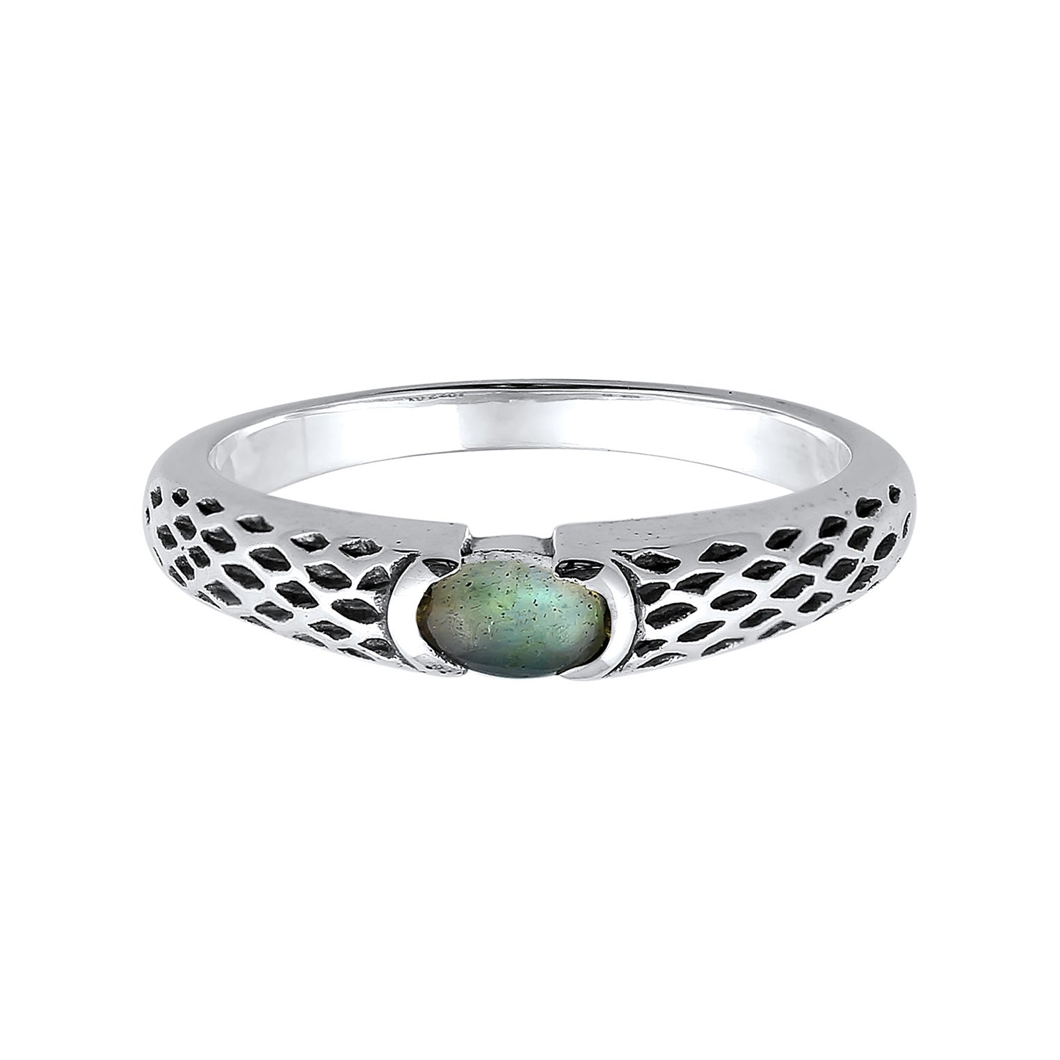 Silber - KUZZOI | Bandring Vintage | Labradorit (Grau) | 925er Sterling Silber