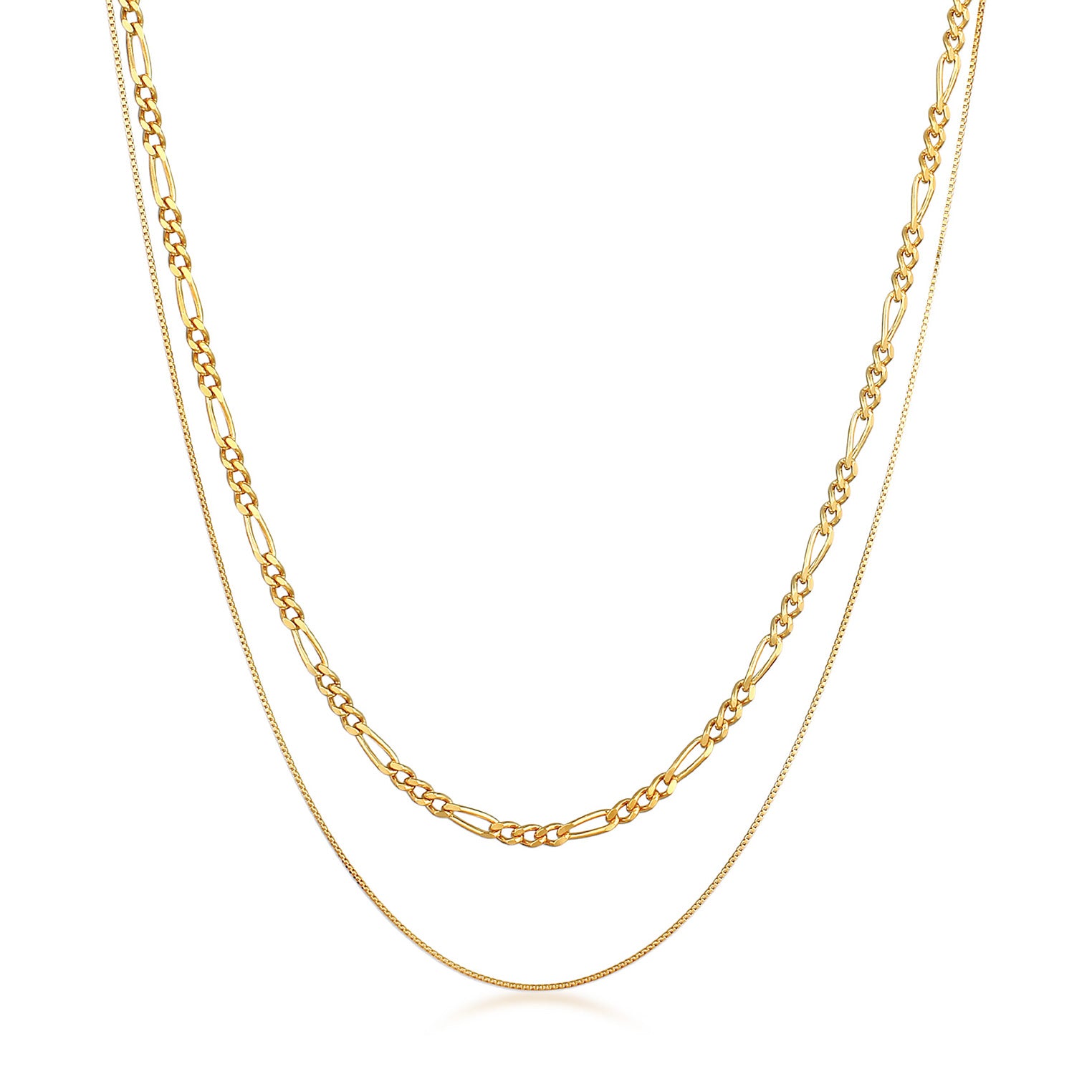 Gold - KUZZOI | Halsketten-Set Figaro Venezia | 925er Sterling Silber vergoldet