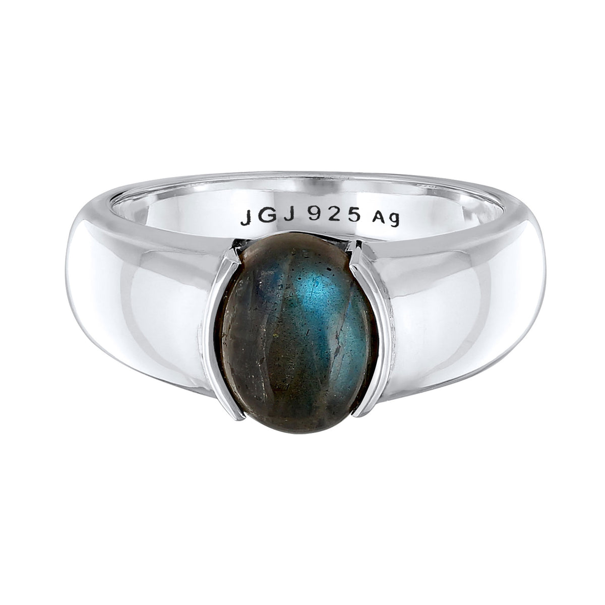 Silber - KUZZOI | Siegelring Oval | Labradorit (Grau) | 925er Sterling Silber