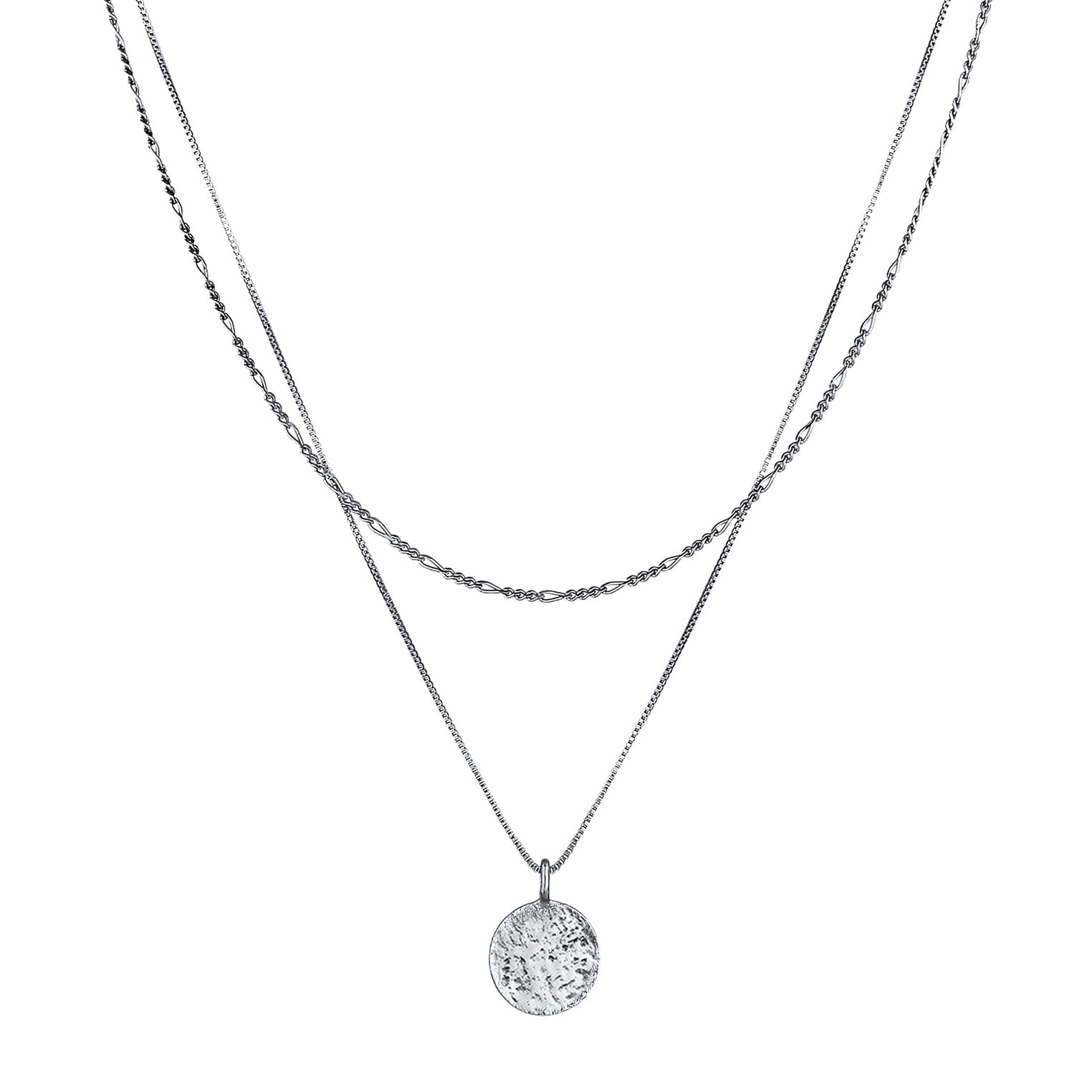 Schwarz - KUZZOI | Venezianer-Halskette Geo | 925 Sterling Silber oxidiert