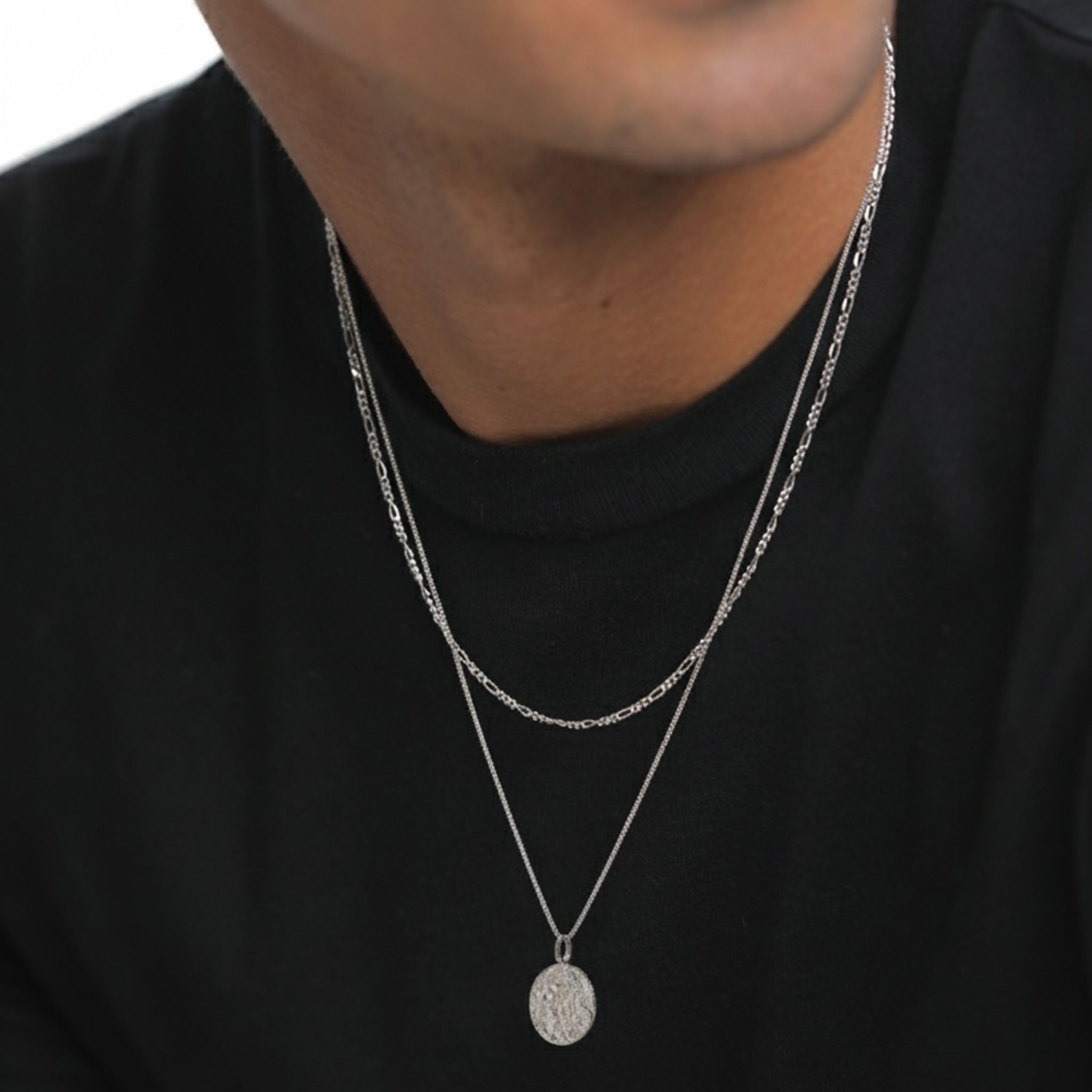 Schwarz - KUZZOI | Venezianer-Halskette Geo | 925 Sterling Silber oxidiert