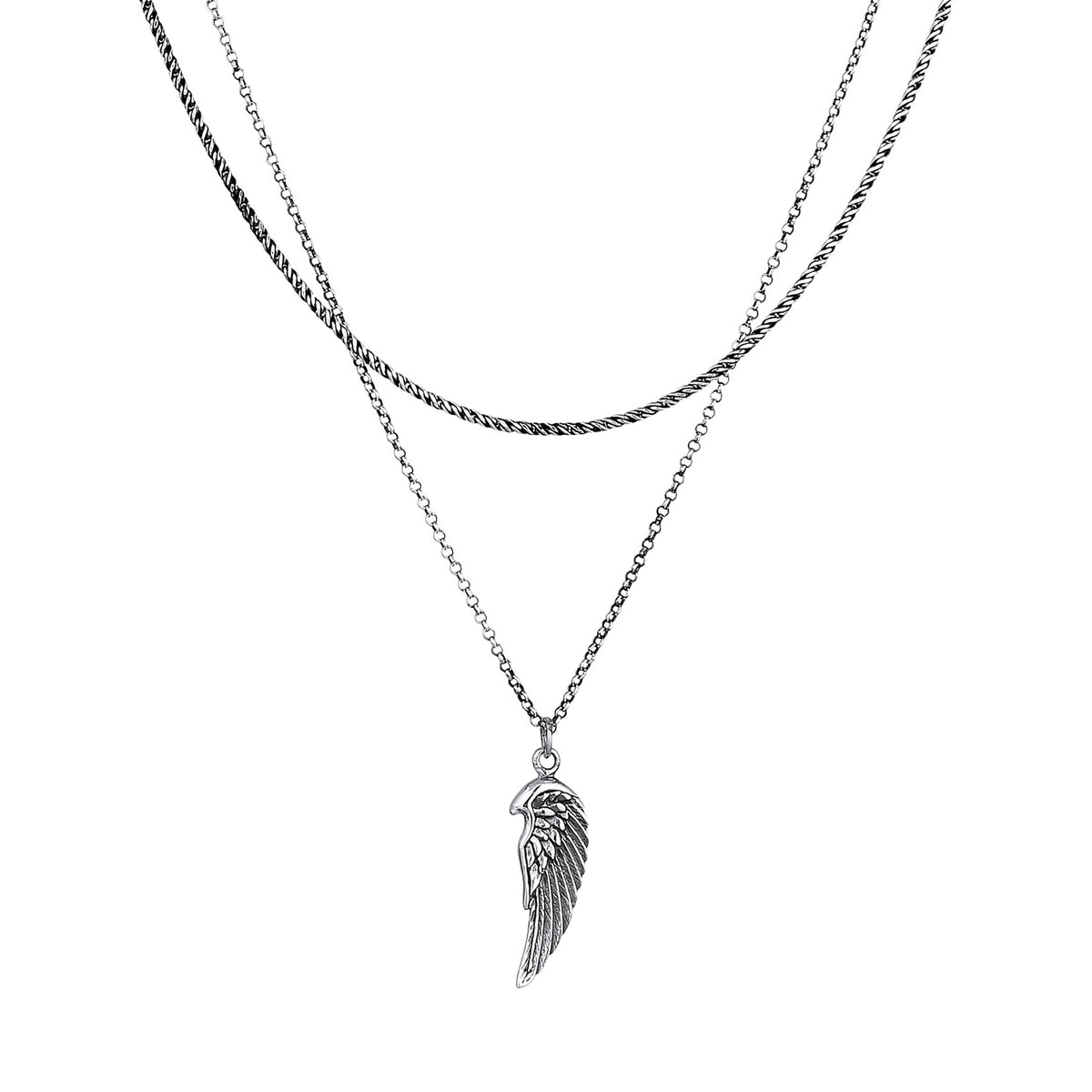Schwarz - KUZZOI | Layer-Halskette Flügel | 925er Sterling Silber