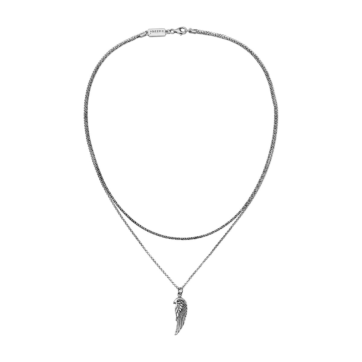 Schwarz - KUZZOI | Layer-Halskette Flügel | 925er Sterling Silber
