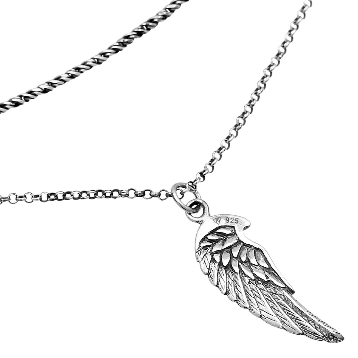 Schwarz - KUZZOI | Layer-Halskette Flügel | 925er Sterling Silber