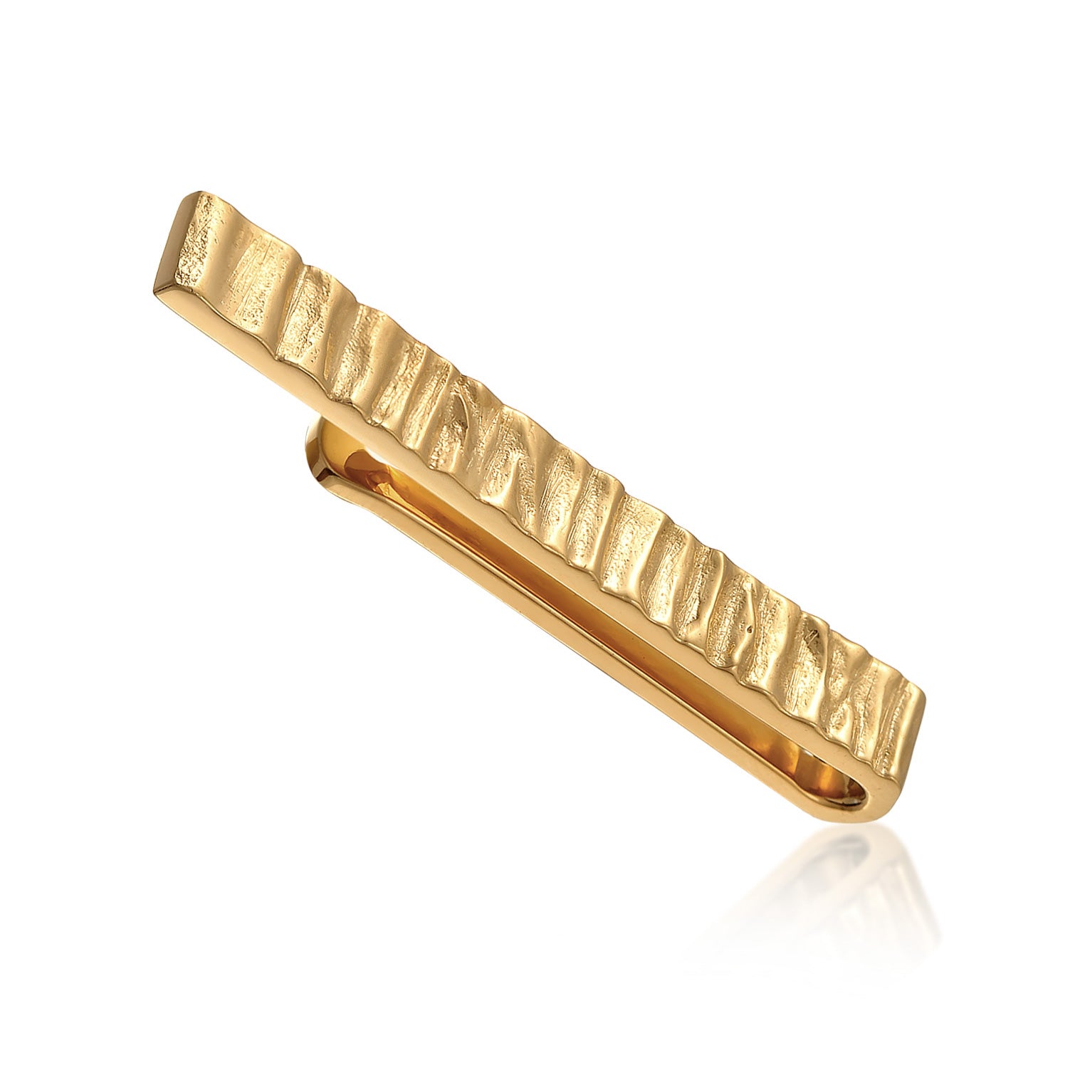 Gold - KUZZOI | Krawattennadel Strukturiert | 925er Sterling Silber vergoldet