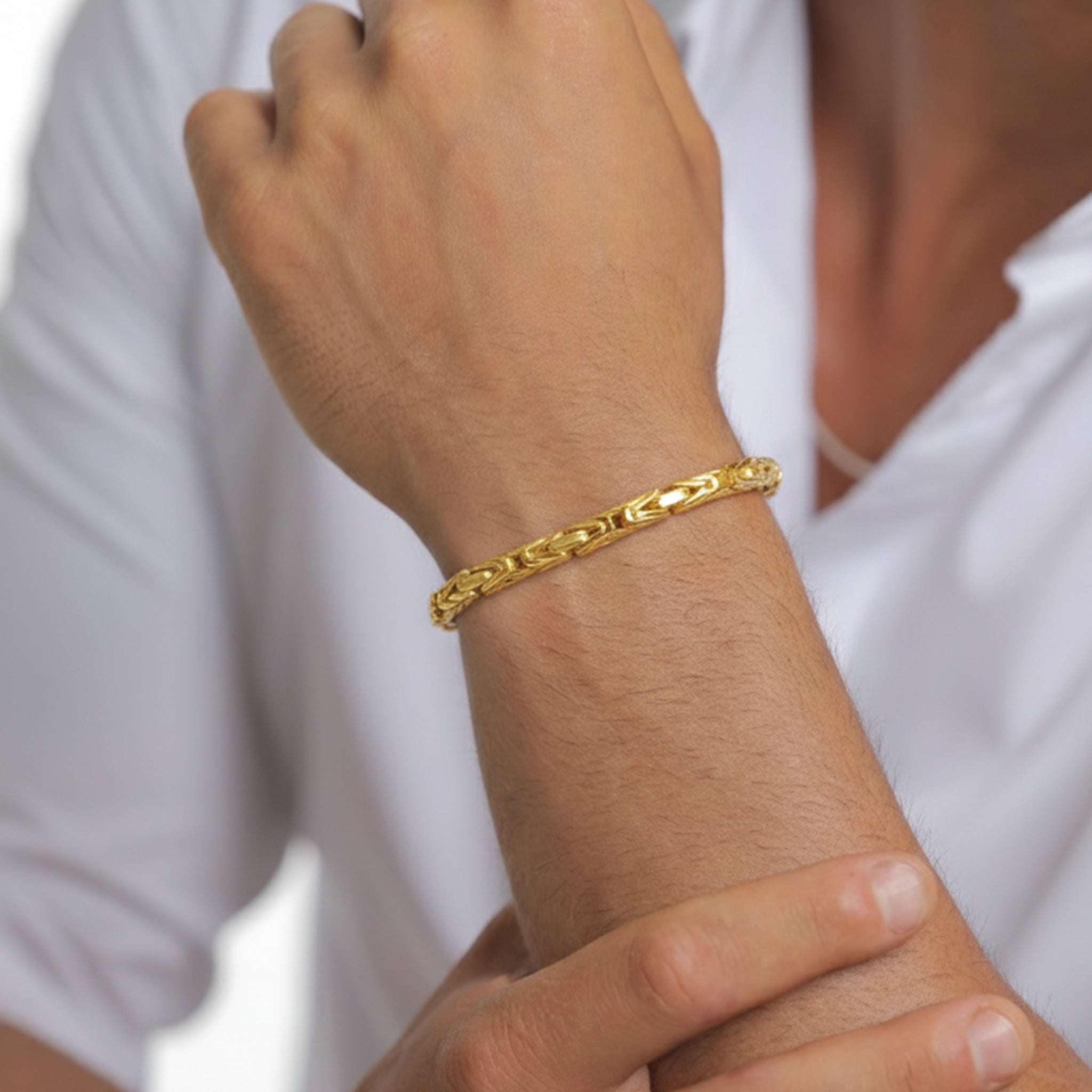 Gold - KUZZOI | Königs-Armband Rund | 925er Sterling Silber vergoldet