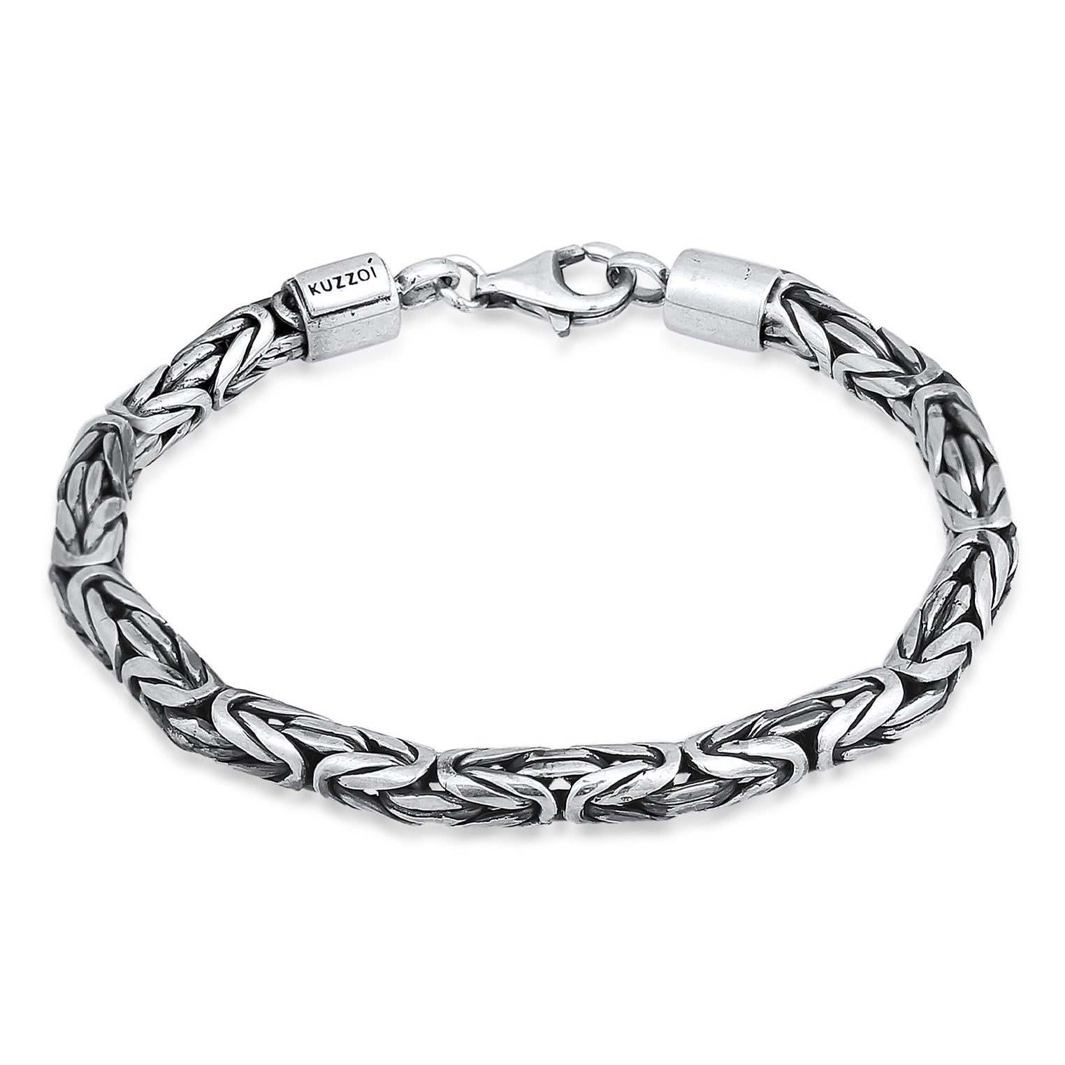 Schwarz - KUZZOI | Königs-Armband Rund | 925er Sterling Silber oxidiert