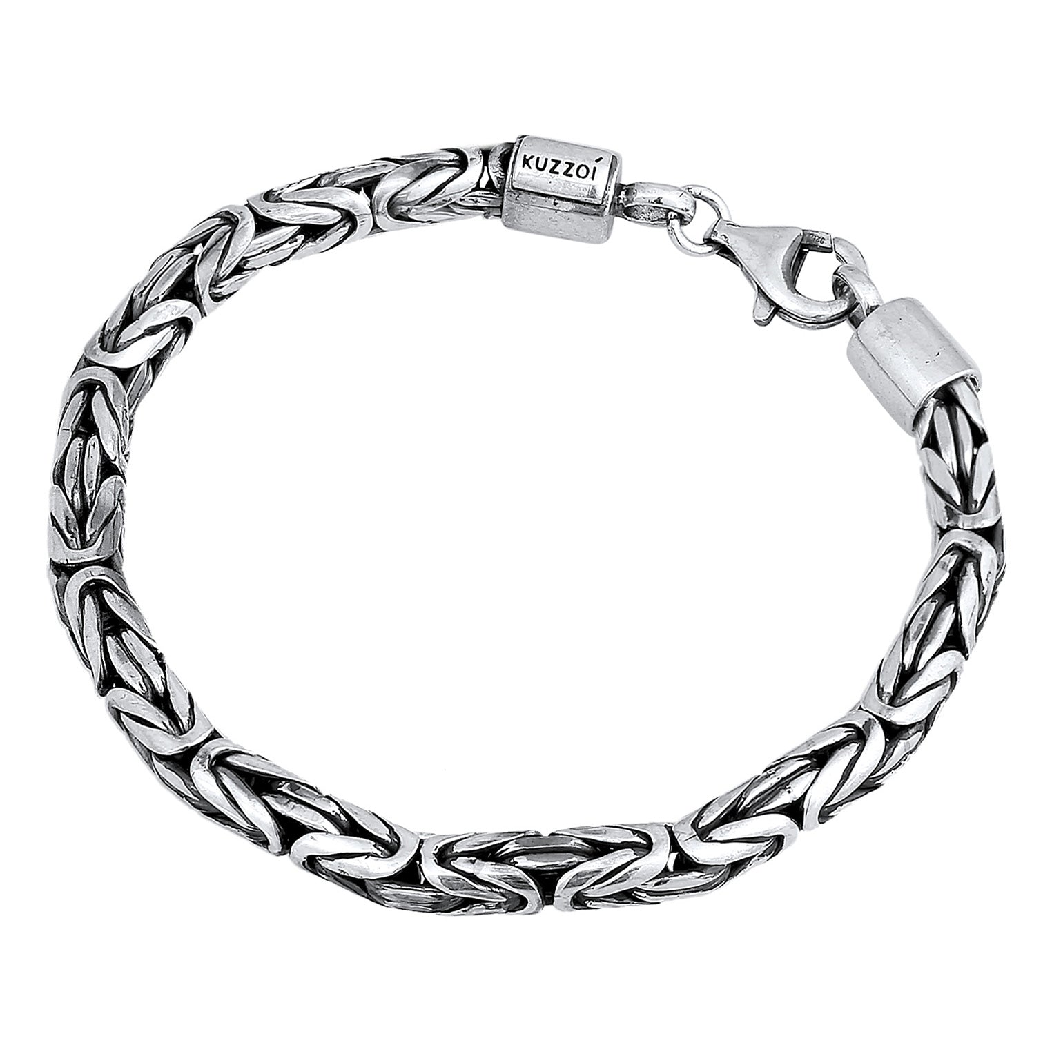 Schwarz - KUZZOI | Königs-Armband Rund | 925er Sterling Silber oxidiert
