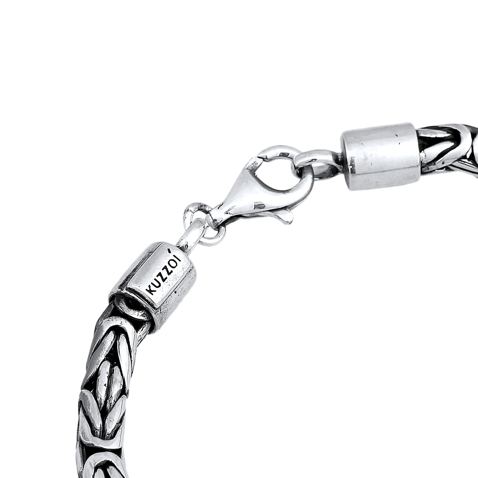 Schwarz - KUZZOI | Königs-Armband Rund | 925er Sterling Silber oxidiert