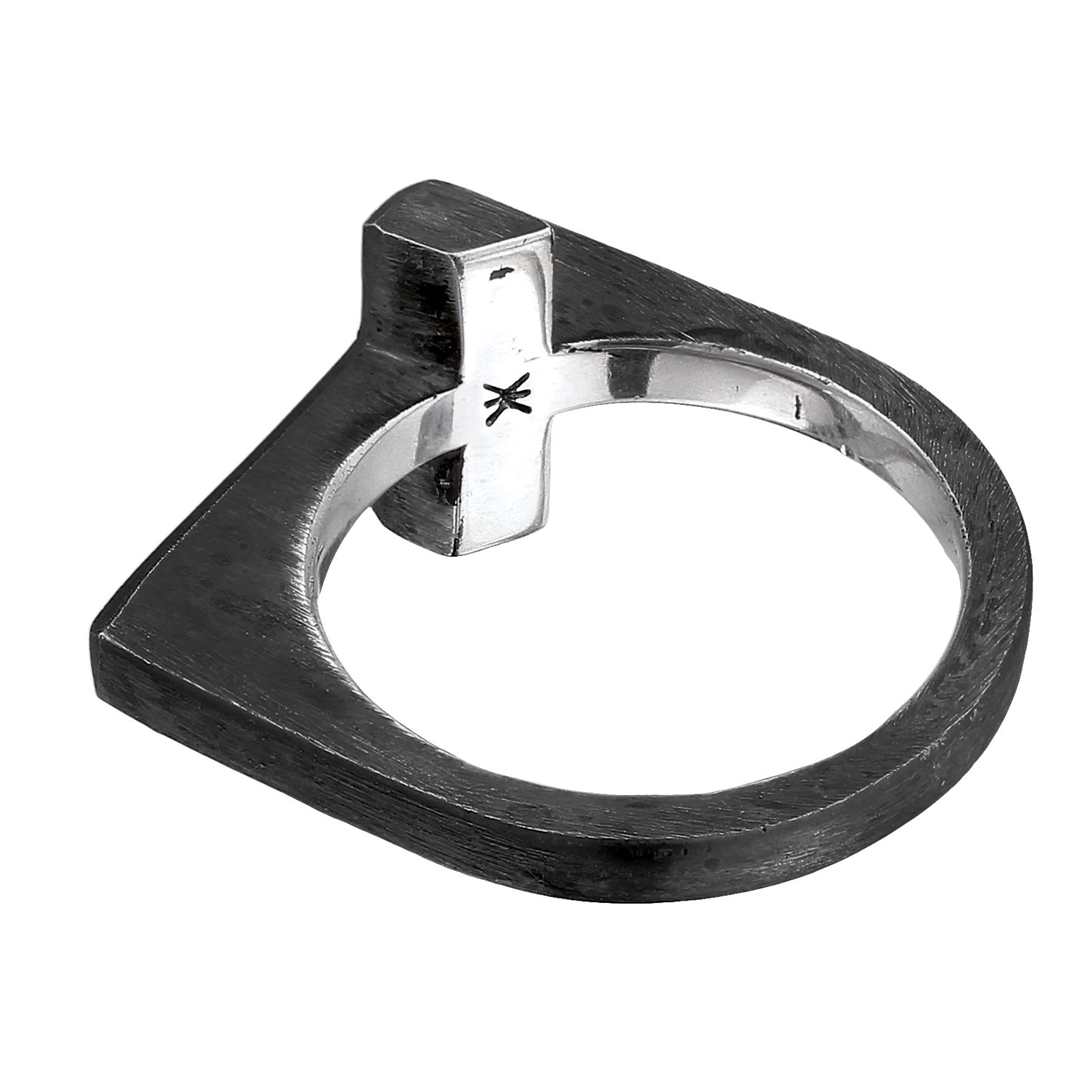 Grau - KUZZOI | Ring Kreuz Basic | 925er Sterling Silber oxidiert