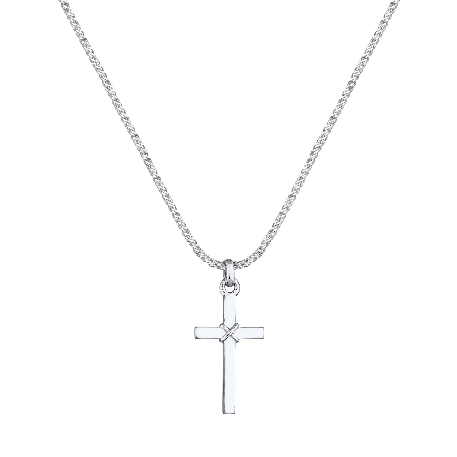 Silber - KUZZOI | Kordel-Halskette Anhänger Kreuz | 925er Sterling Silber