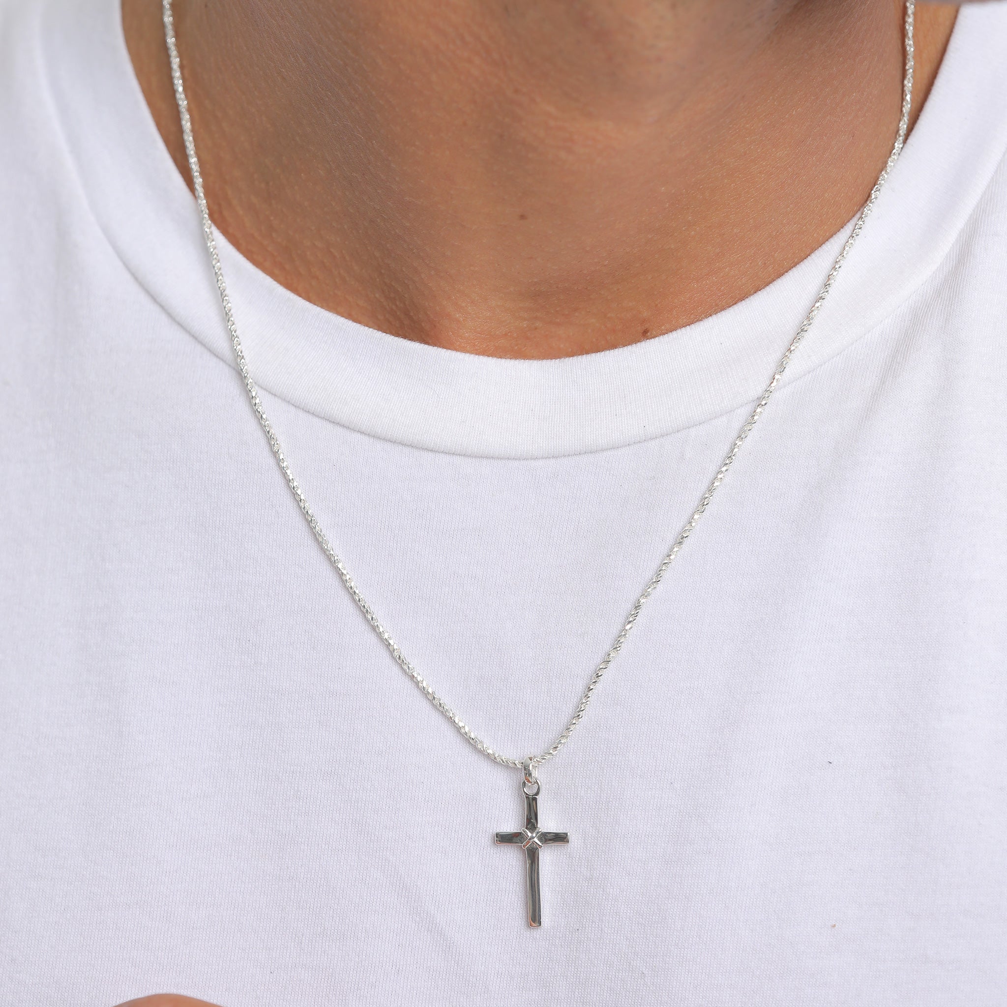 Silber - KUZZOI | Kordel-Halskette Anhänger Kreuz | 925er Sterling Silber