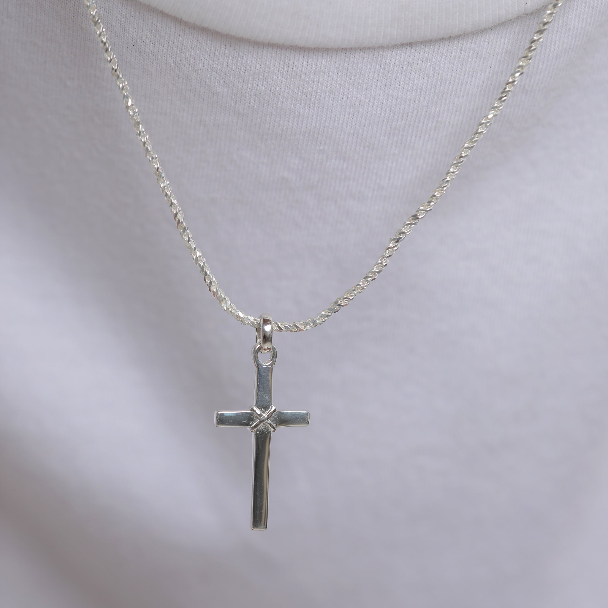 Silber - KUZZOI | Kordel-Halskette Anhänger Kreuz | 925er Sterling Silber