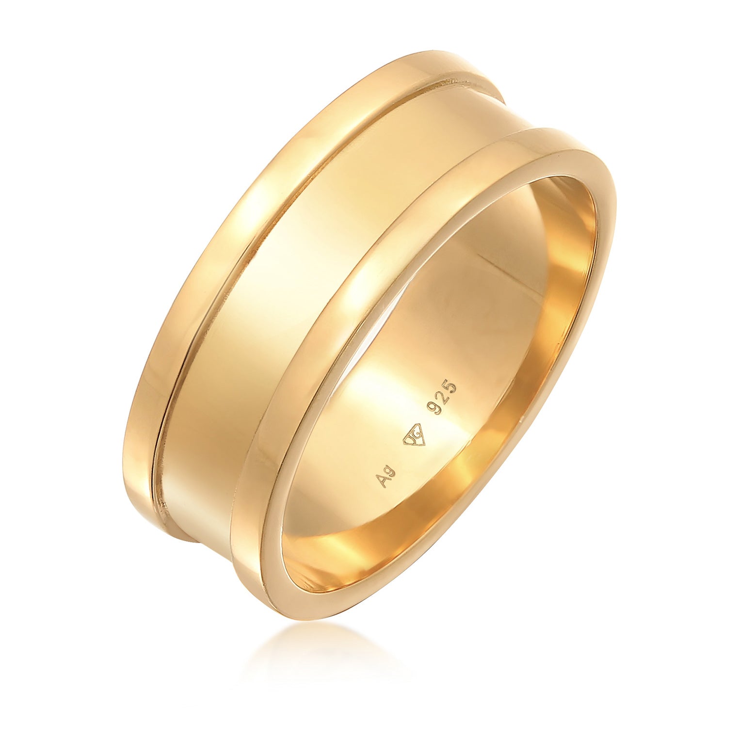 Gold - KUZZOI | Bandring Breit | 925er Sterling Silber vergoldet
