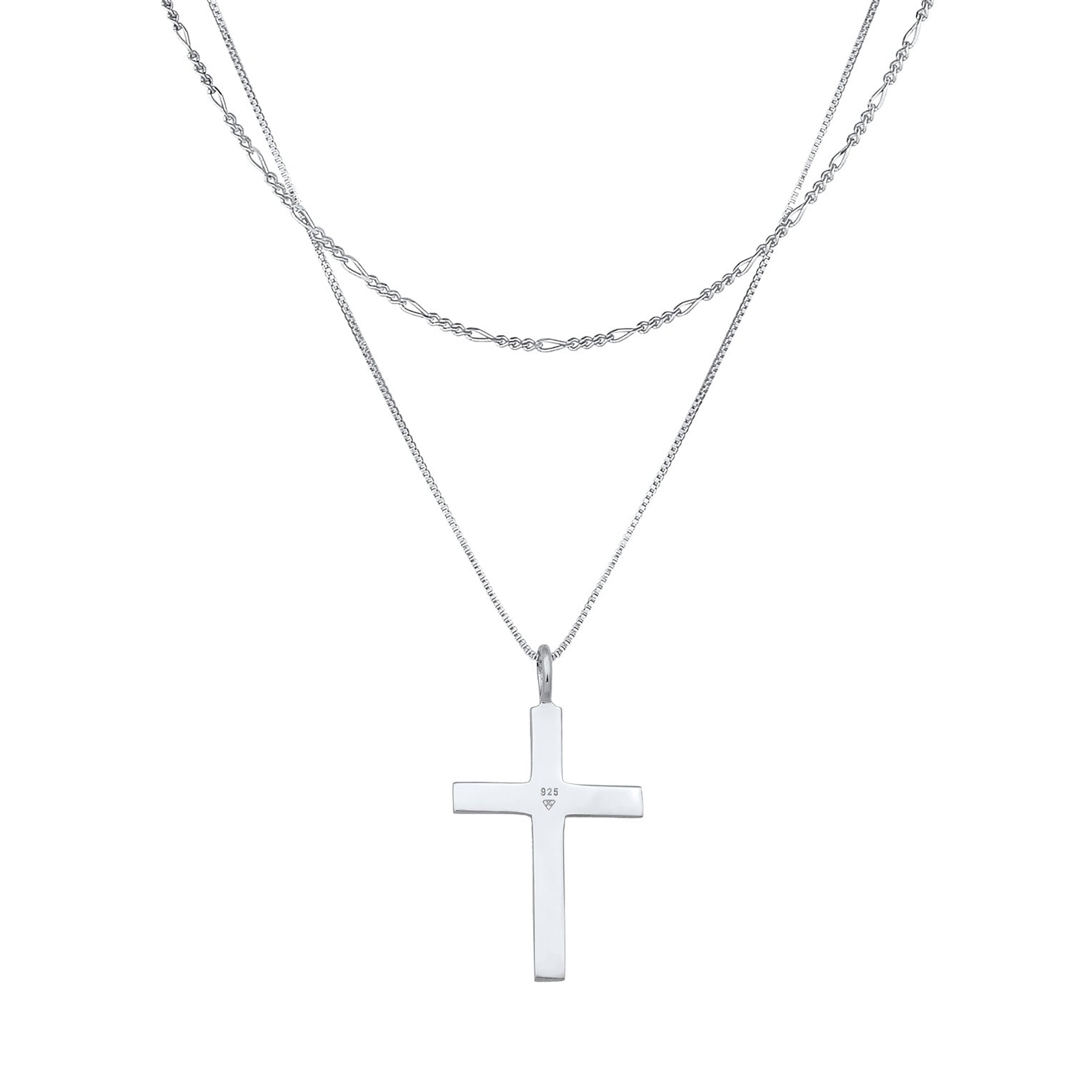Silber - KUZZOI | Layer-Halskette Kreuz | 925er Sterling Silber