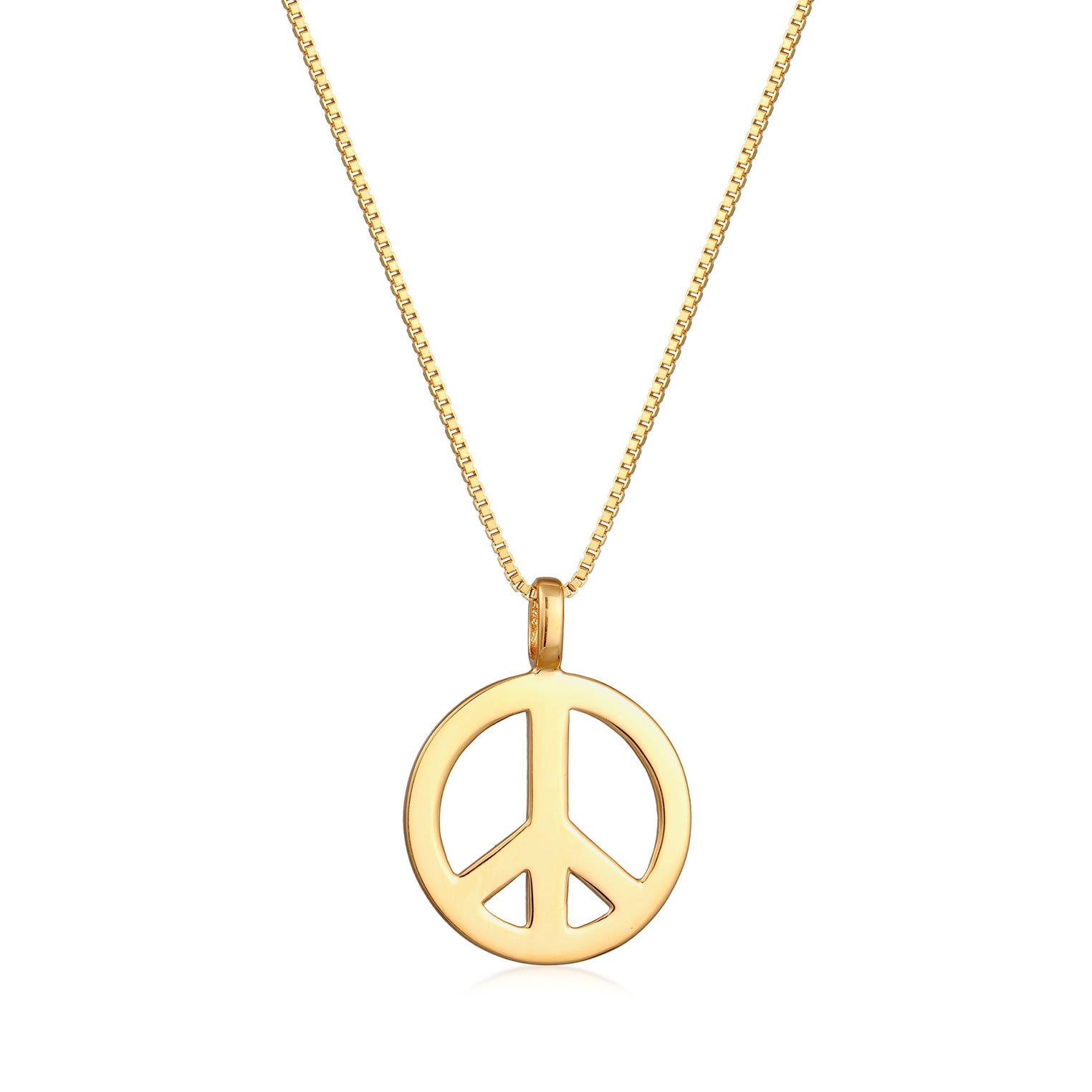 Gold - KUZZOI | Halskette Anhänger Peace | 925er Sterling Silber vergoldet