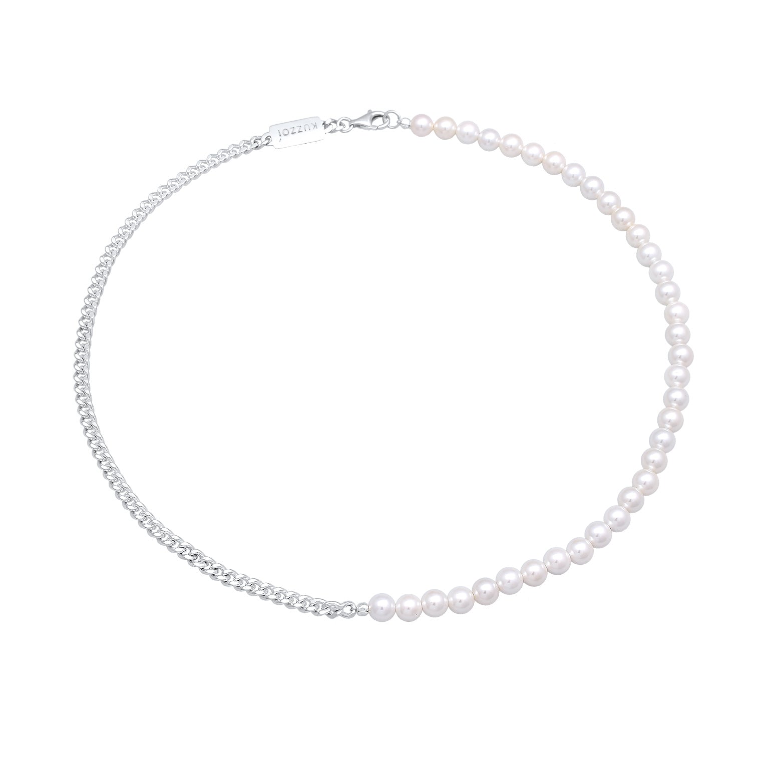 Silber - KUZZOI | Panzer-Halskette Perlen | 925er Sterling Silber