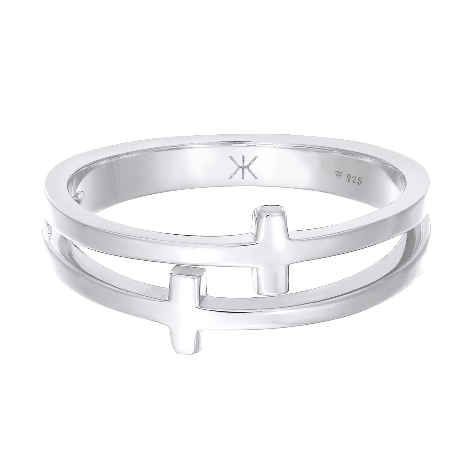 Silber - KUZZOI | Ring Kreuz Double Optik | 925er Sterling Silber