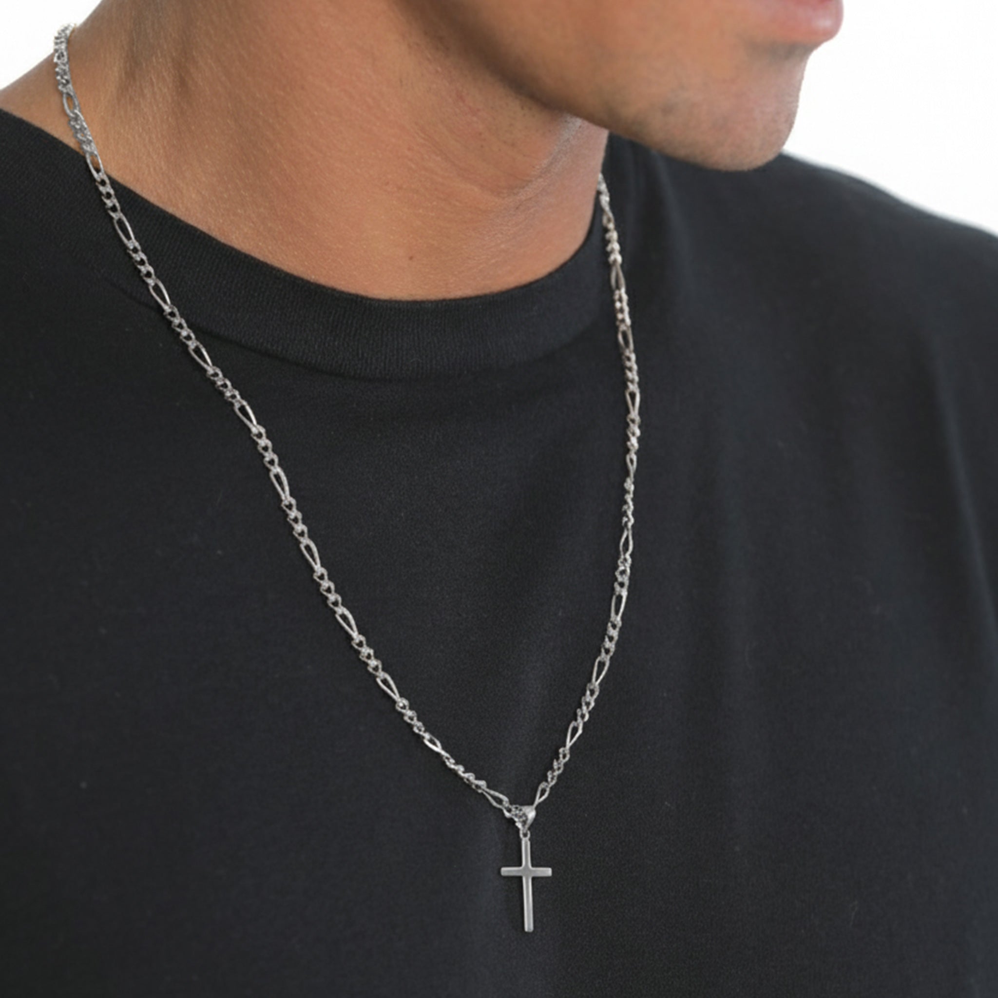 Silber - KUZZOI | Figaro-Halskette Kreuz Anhänger | 925er Sterling Silber