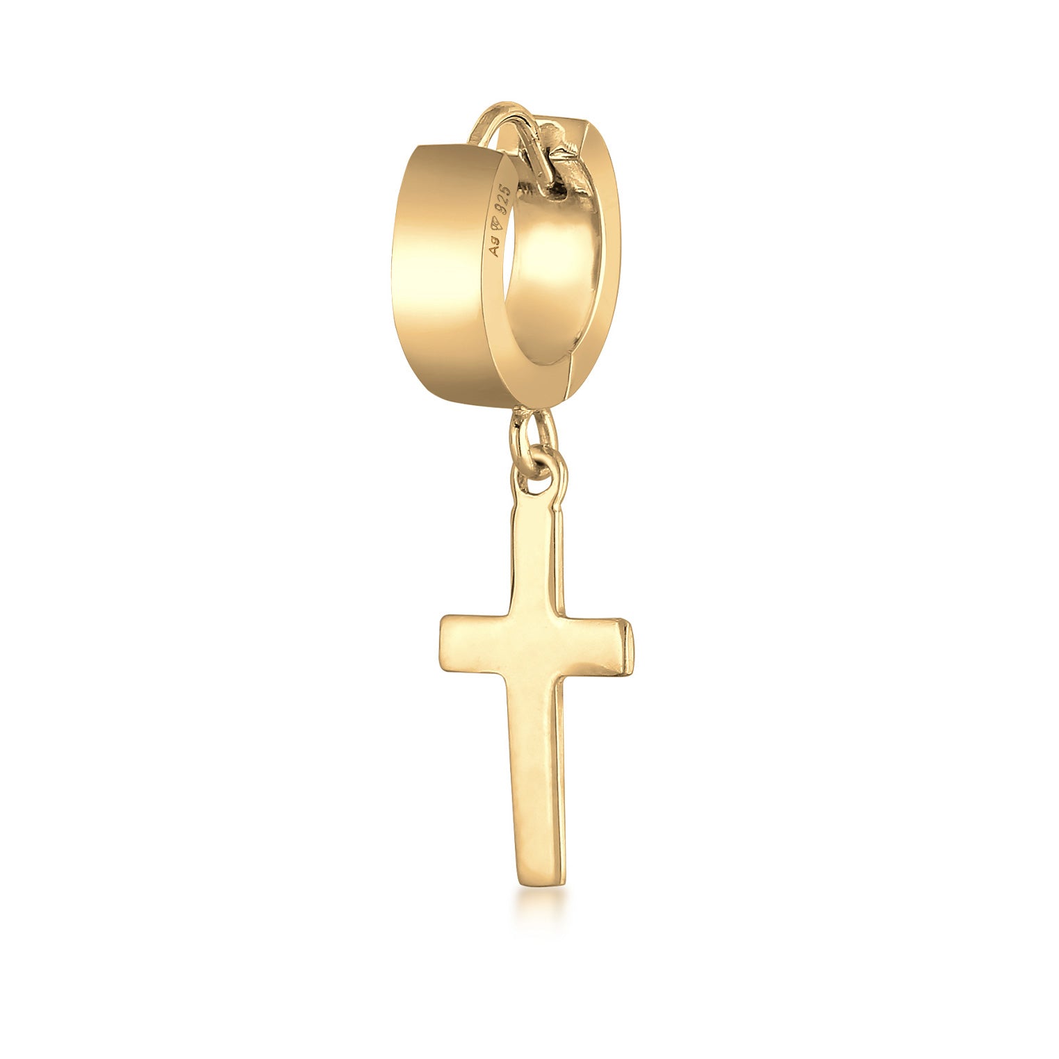 Gold - KUZZOI | Creole Kreuz Anhänger | 925er Sterling Silber vergoldet