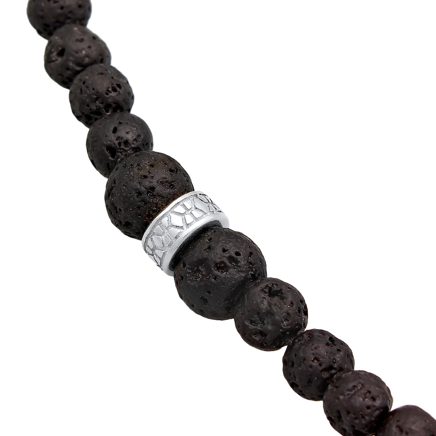 Schwarz - KUZZOI | Halskette Beads Vintage | Lava Kugeln | 925er Sterling Silber