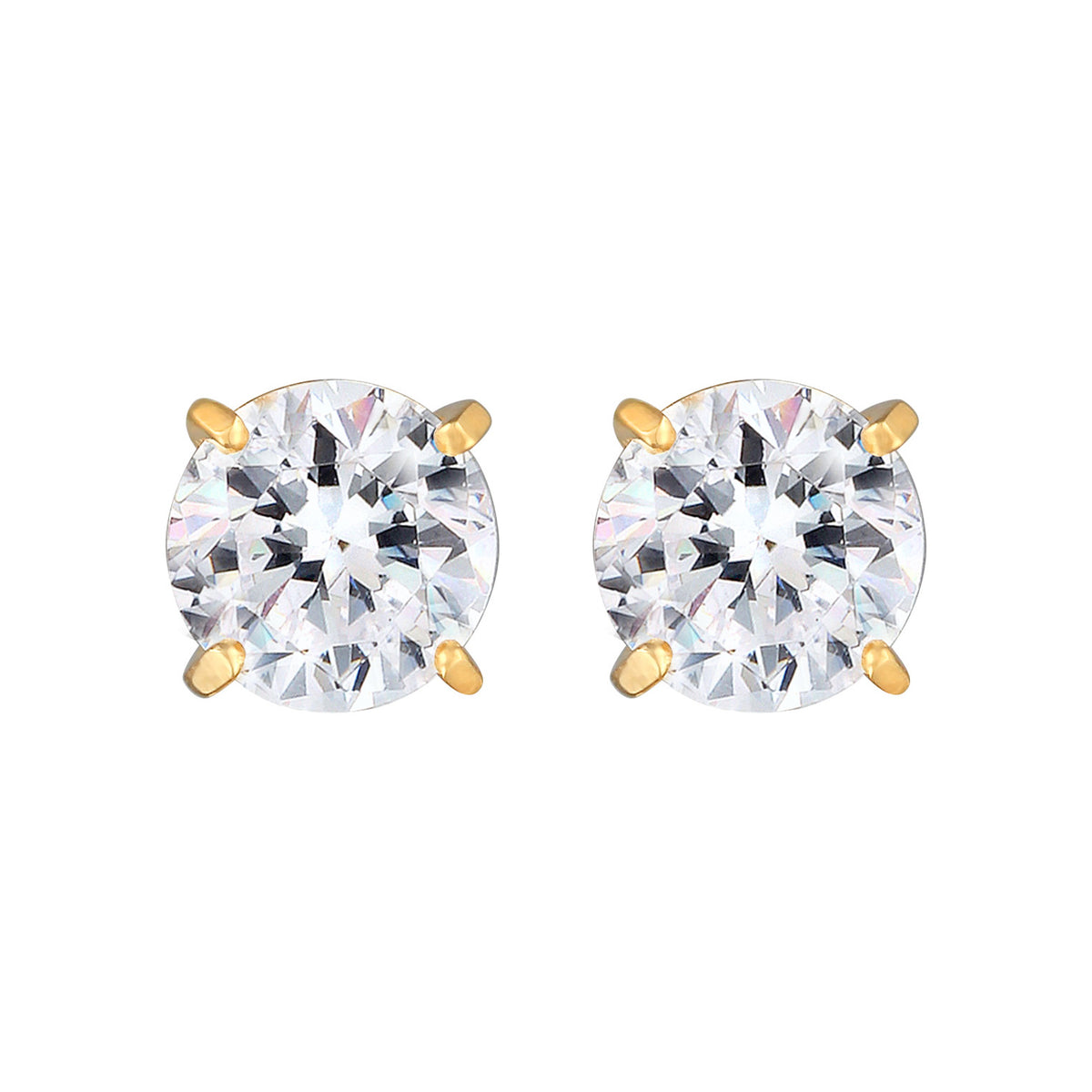 Weiß - KUZZOI | Ohrstecker Basic | Kristall (Weiß) | 925er Sterling Silber vergoldet