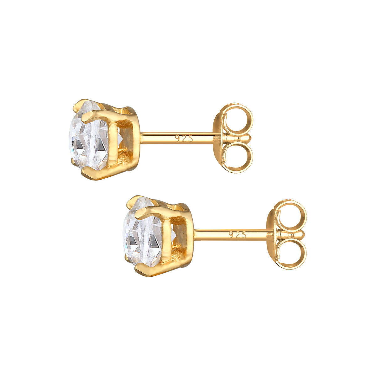 Weiß - KUZZOI | Ohrstecker Basic | Kristall (Weiß) | 925er Sterling Silber vergoldet